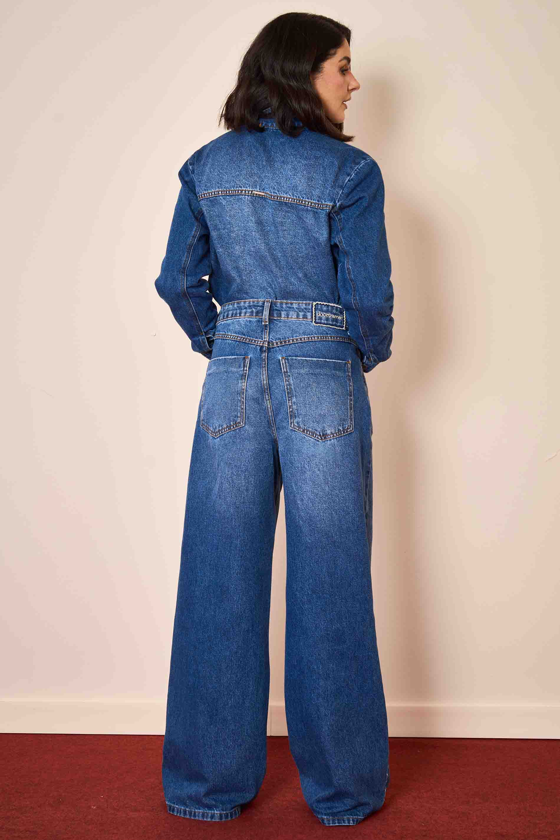 Calça Reta Wild Orchid em Denim