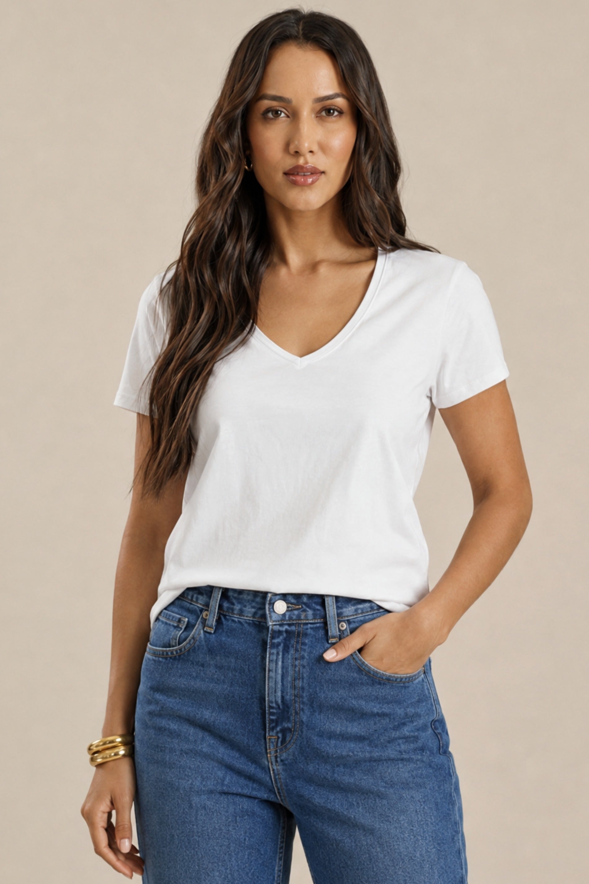 T-shirt Feminina com Decote V Miragem - Doce Trama