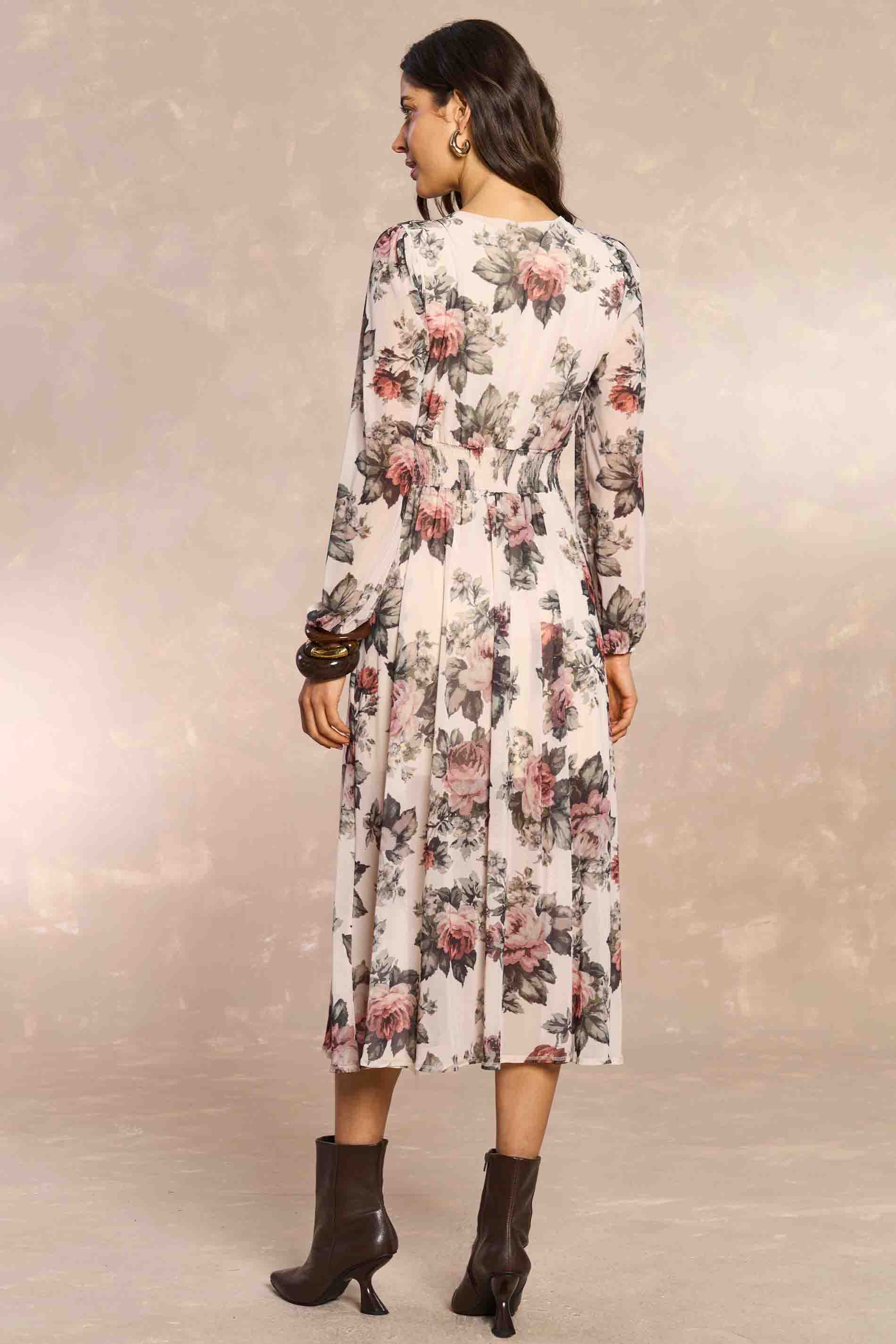 Vestido Midi Aquarela Rose em Tule