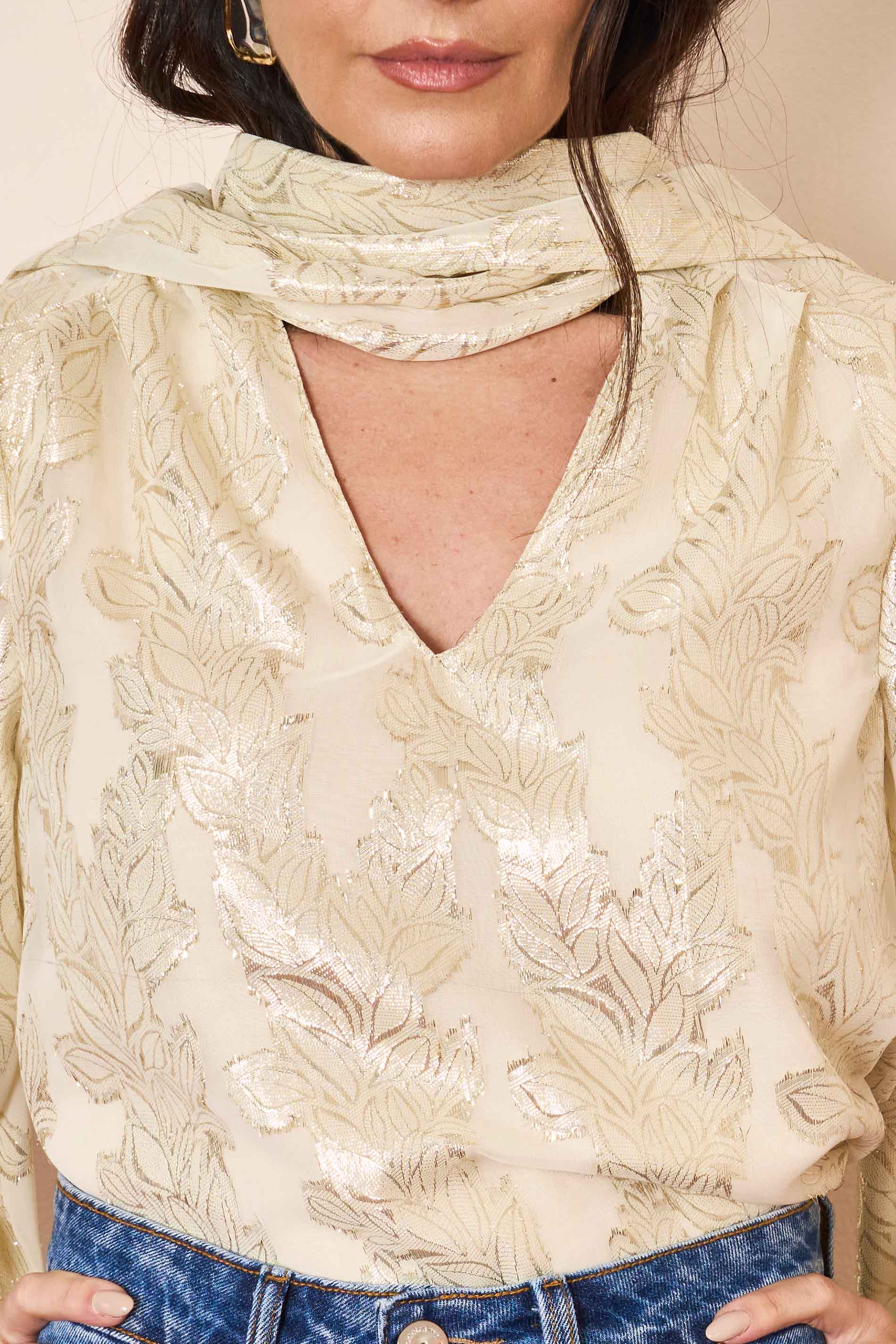 Blusa Manga Longa Wild Orchid em Jaquard