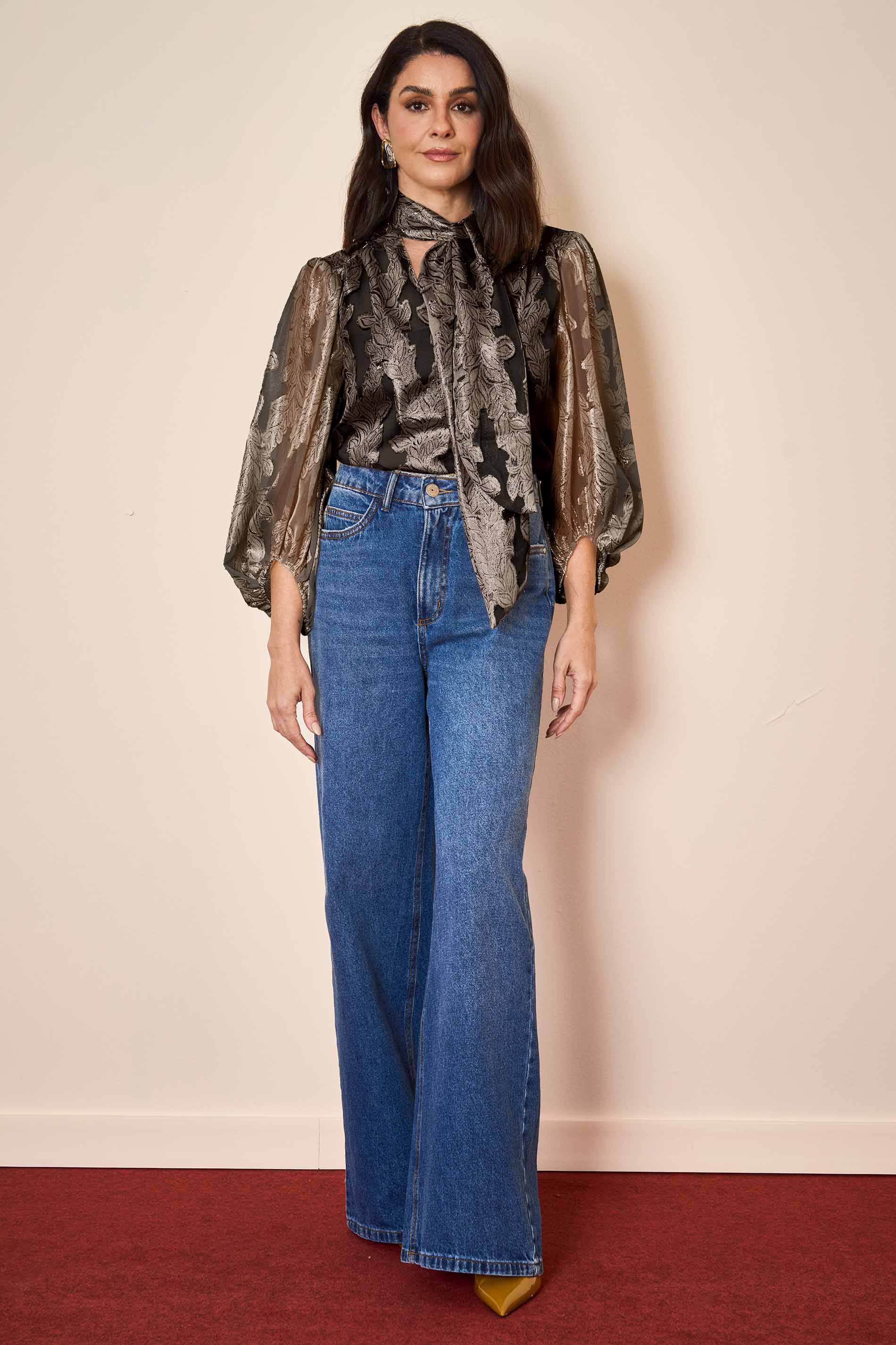 Blusa Manga Longa Wild Orchid em Jaquard