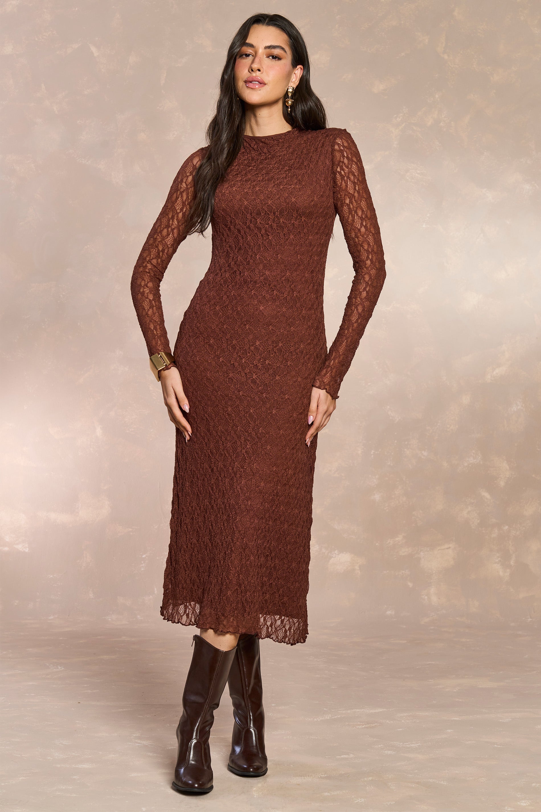 Vestido Midi Tropical Garden em Renda