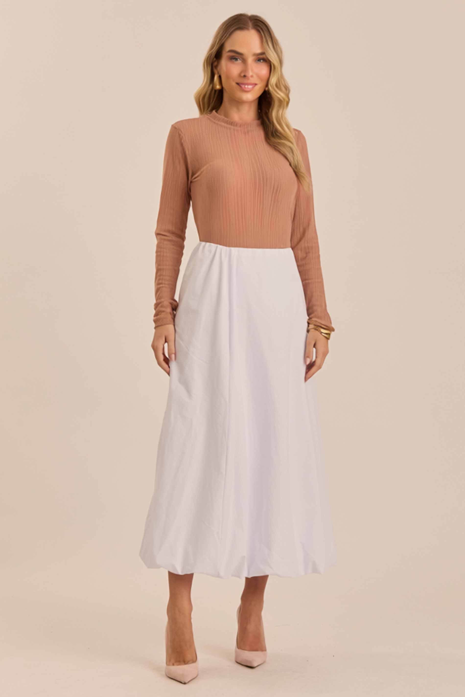 Blusa de Manga Curta Retrô Glam em Tule