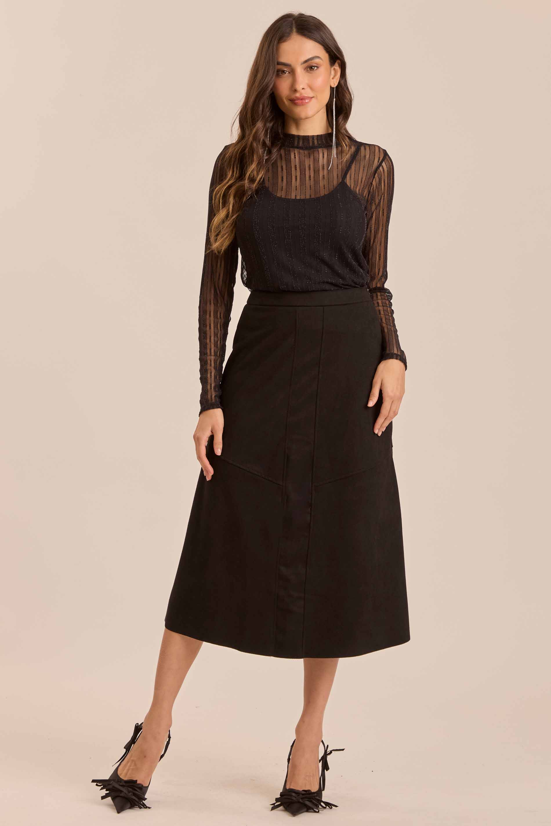 Blusa de Manga Curta Retrô Glam em Tule