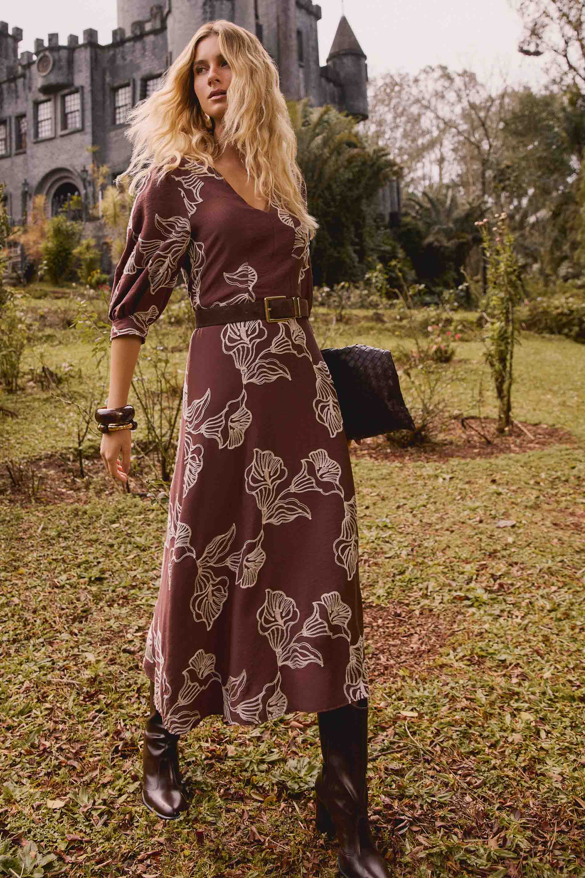 Vestido Longo Jardim Boho com Bordado