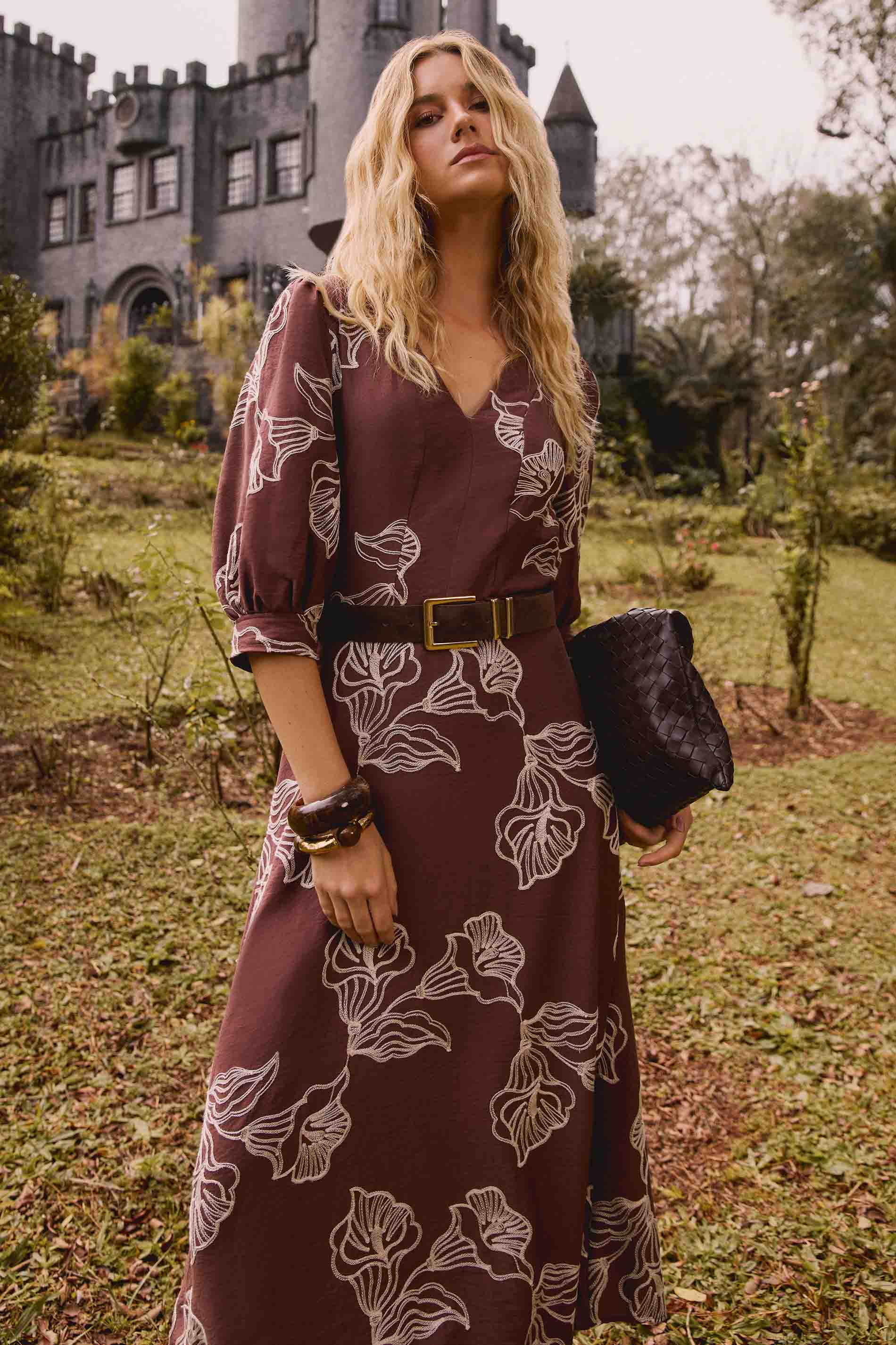 Vestido Longo Jardim Boho com Bordado