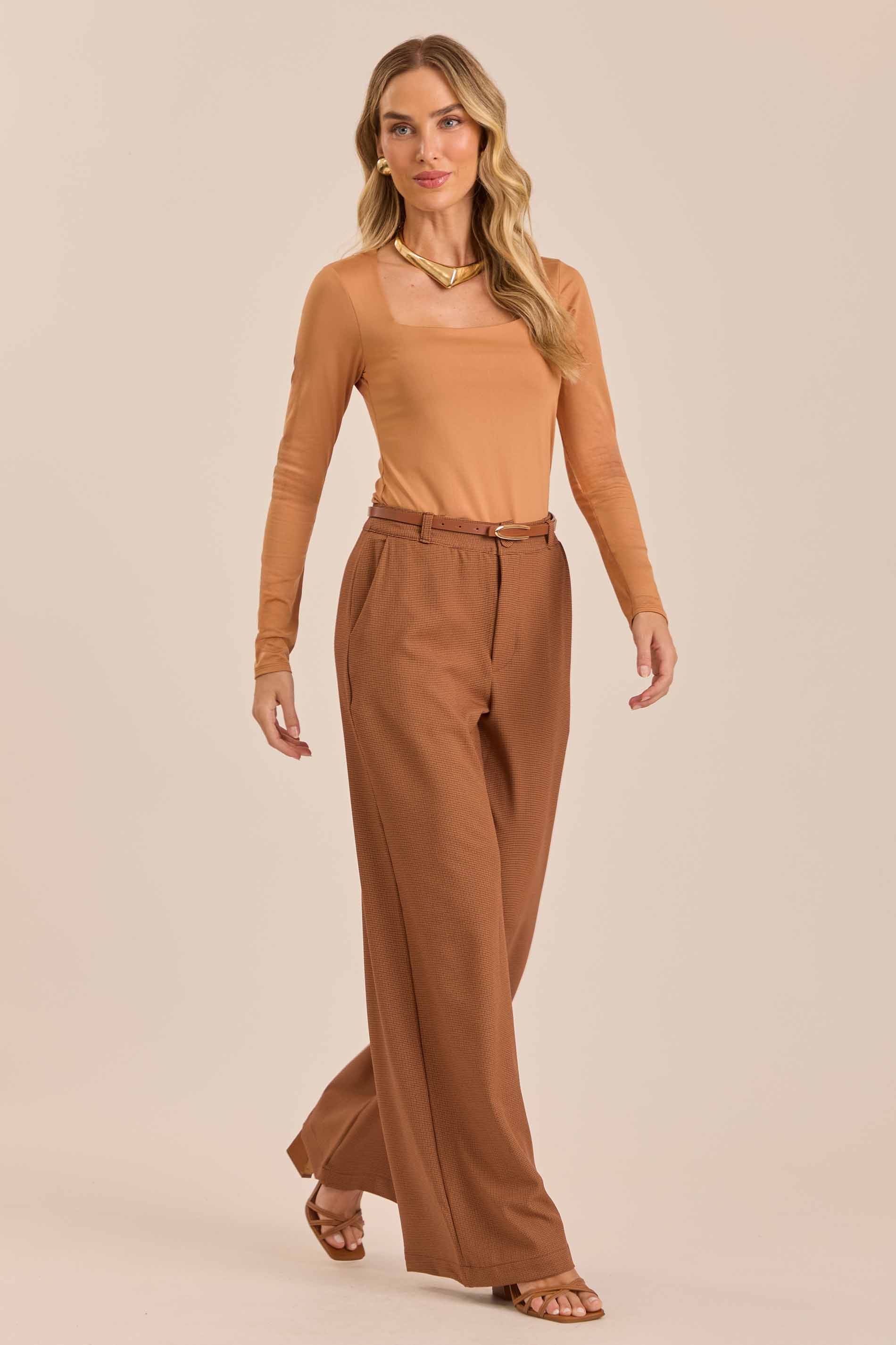 Calça Cozy Winther em Pied Poule