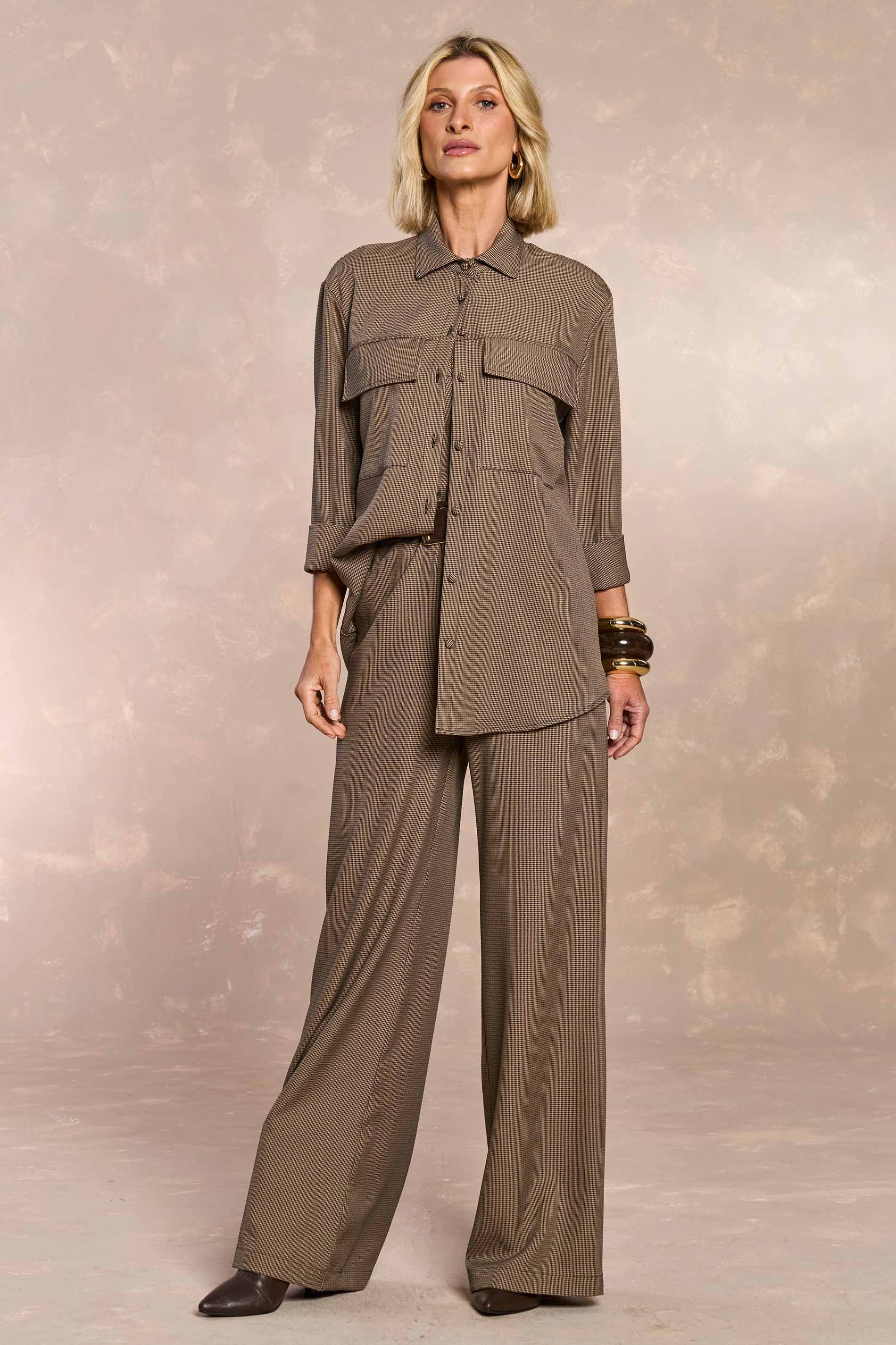 Camisa de Manga Longa Cozy Winter em Pied Poule