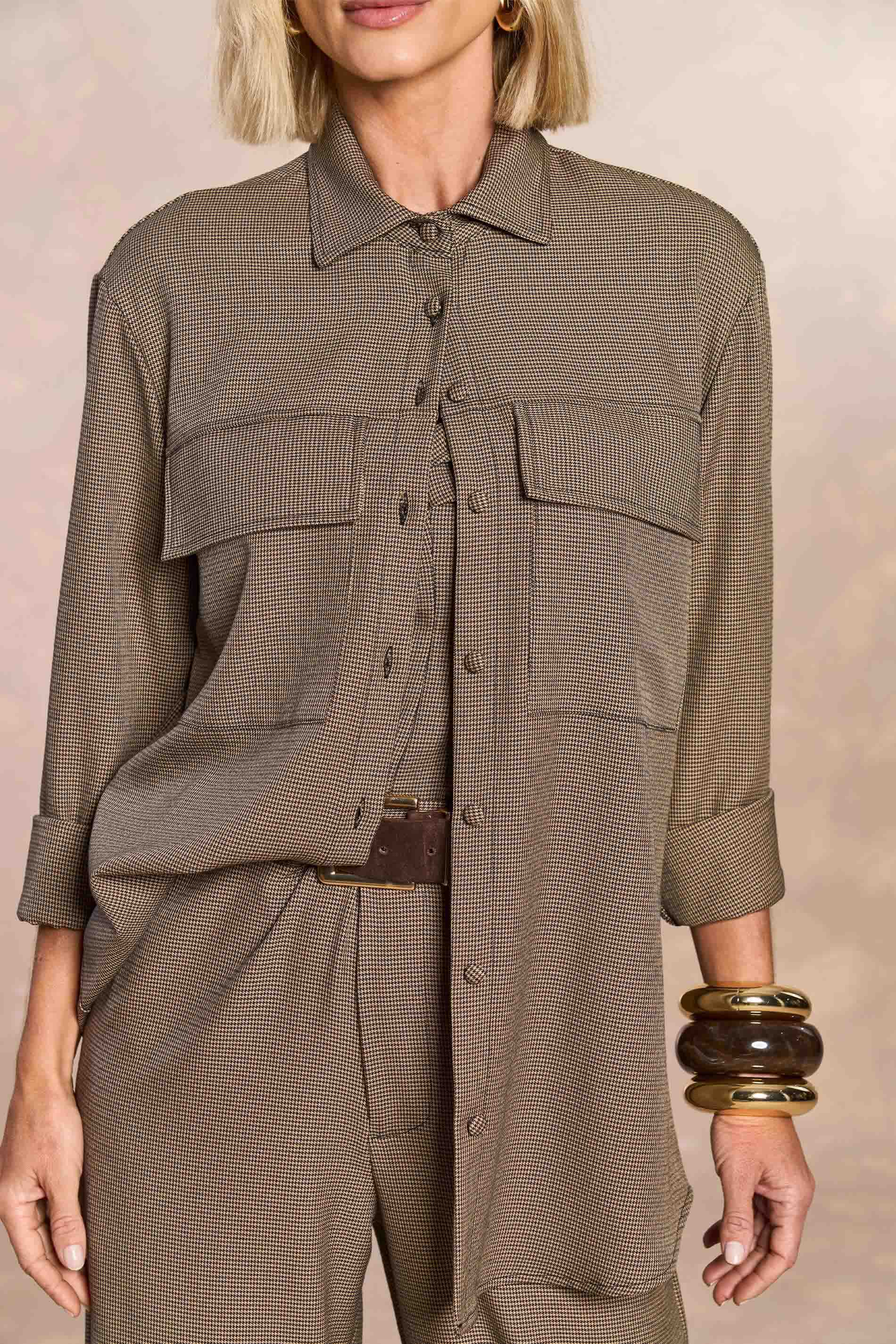 Camisa de Manga Longa Cozy Winter em Pied Poule