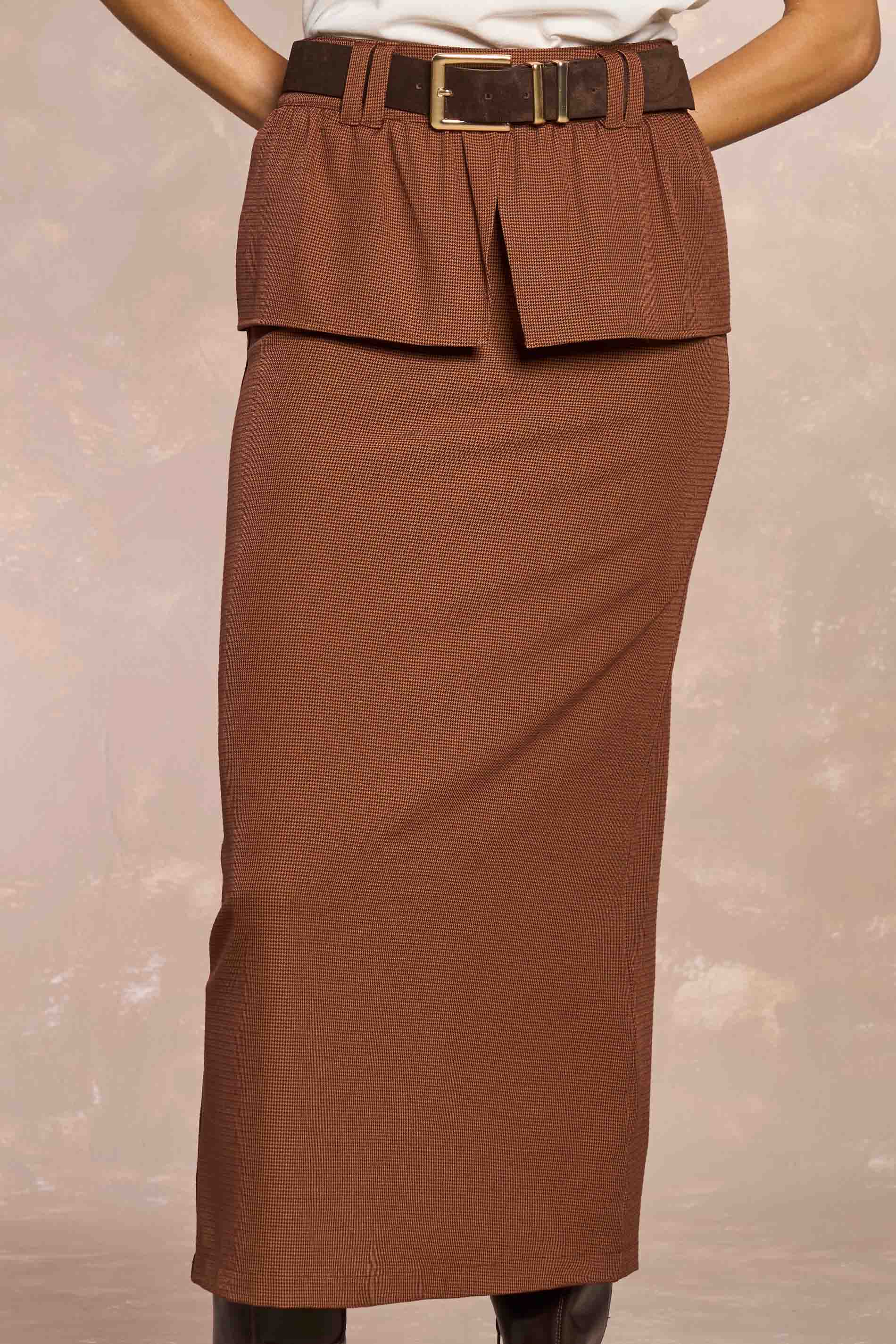 Saia Longa Jardim Boho em Jacquard Pied Poule