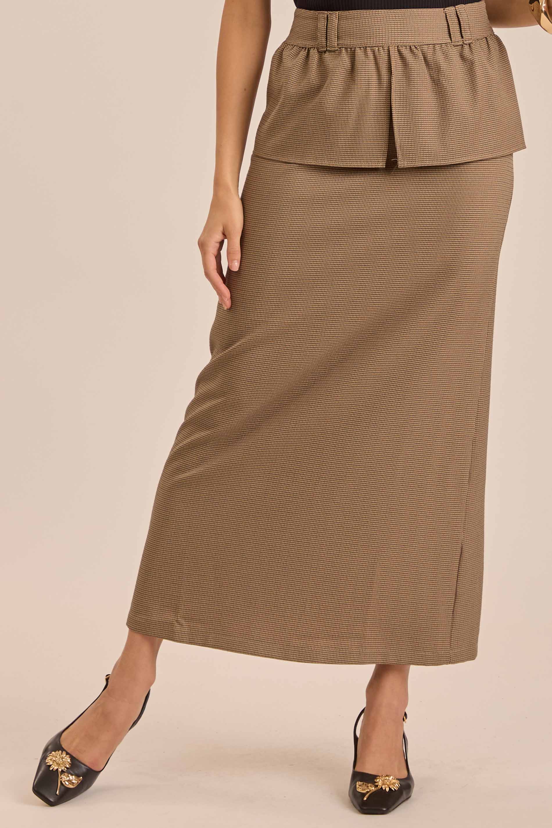 Saia Longa Jardim Boho em Jacquard Pied Poule