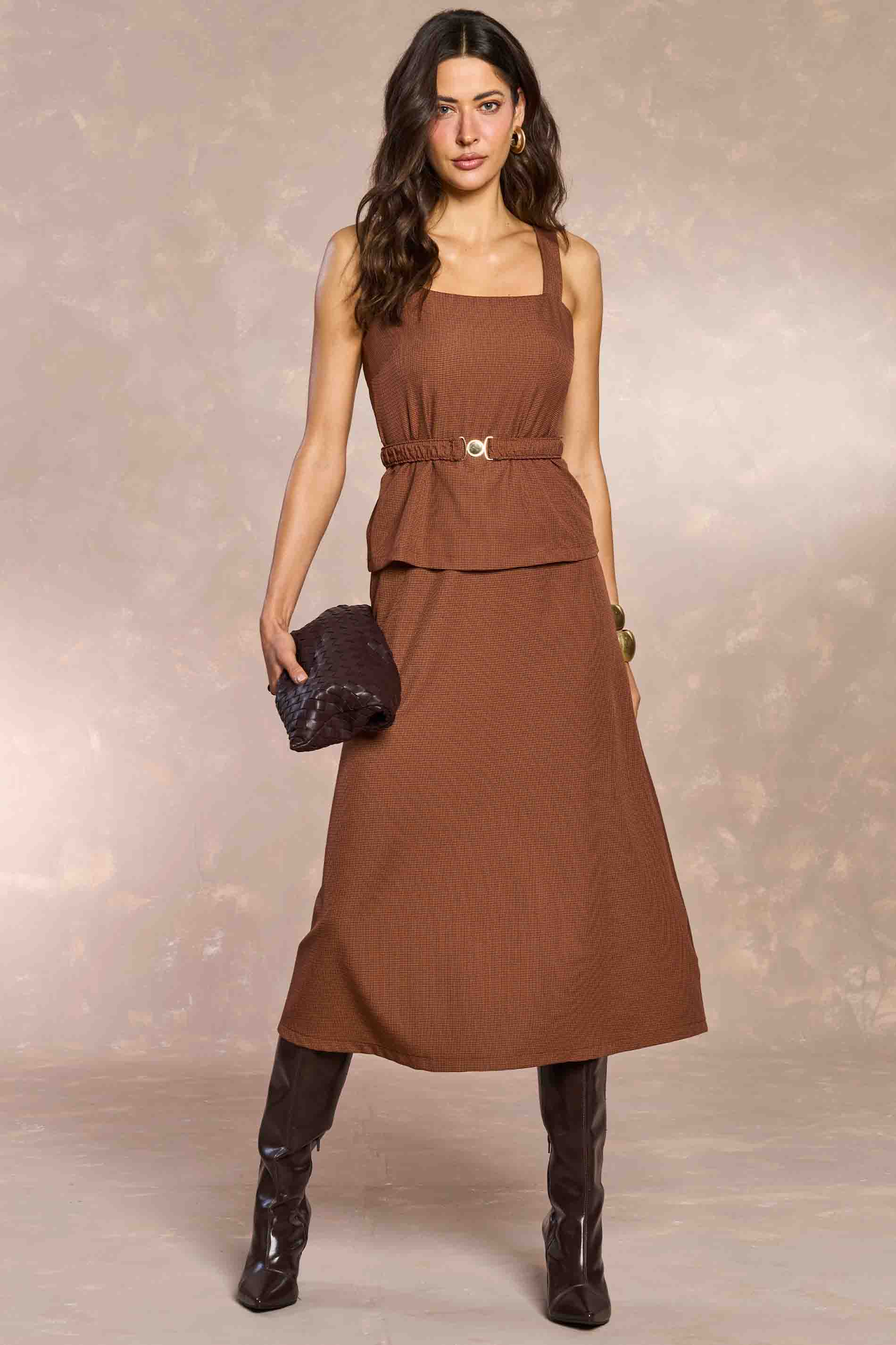 Vestido Midi Jardim Boho em Pied Poule