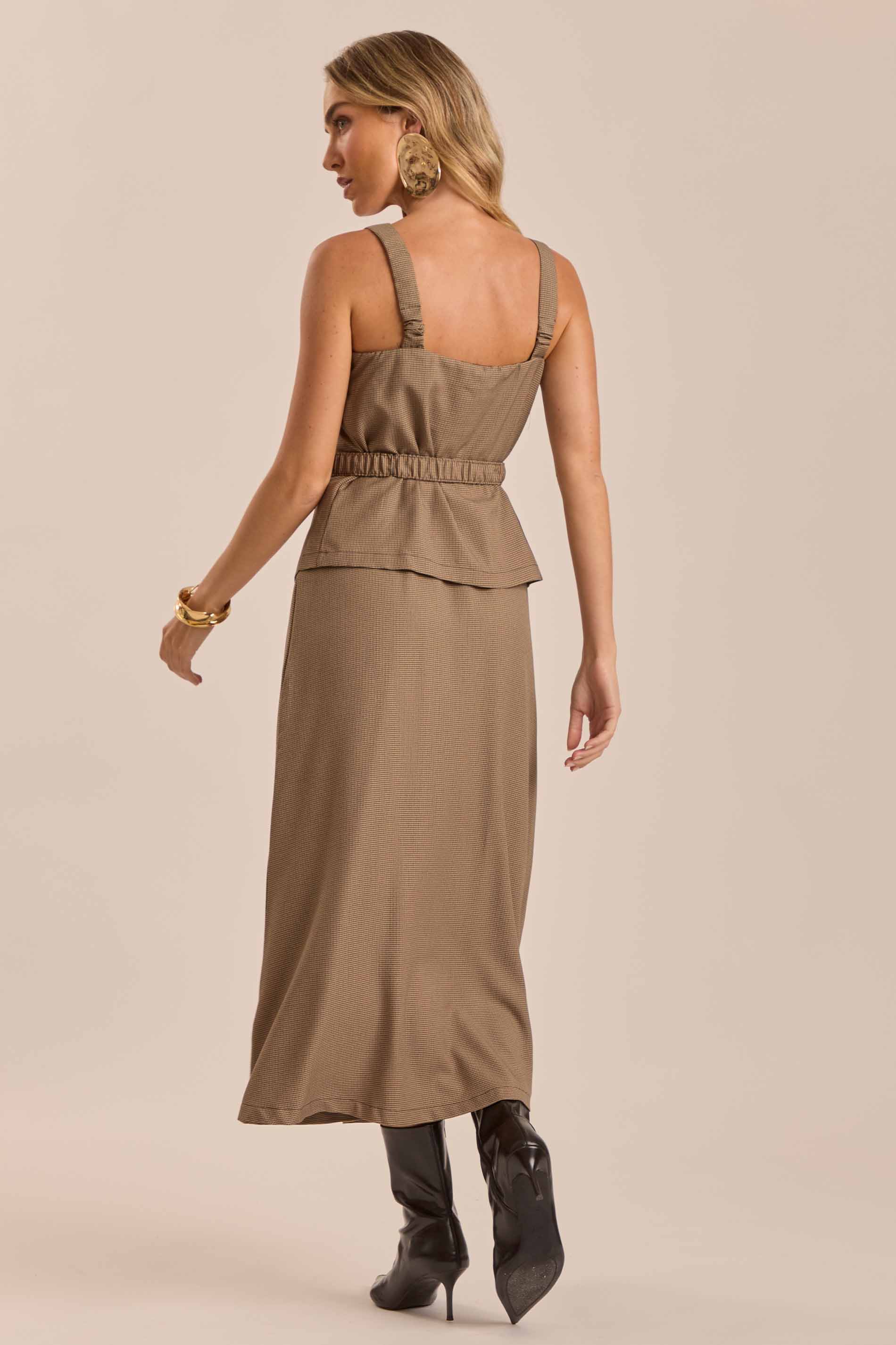 Vestido Midi Jardim Boho em Pied Poule