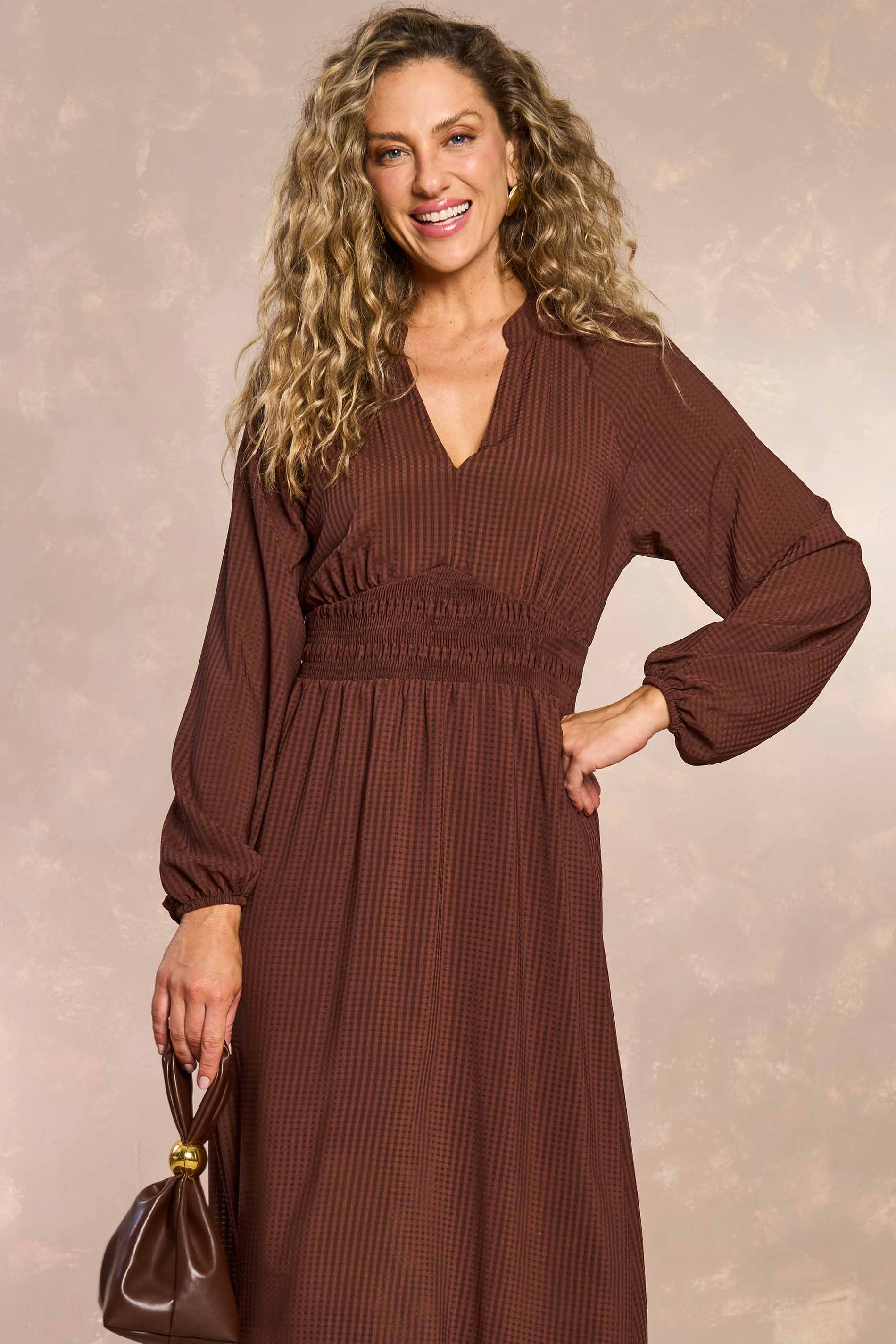 Vestido Longo Jardim Boho em Chiffon Xadrez