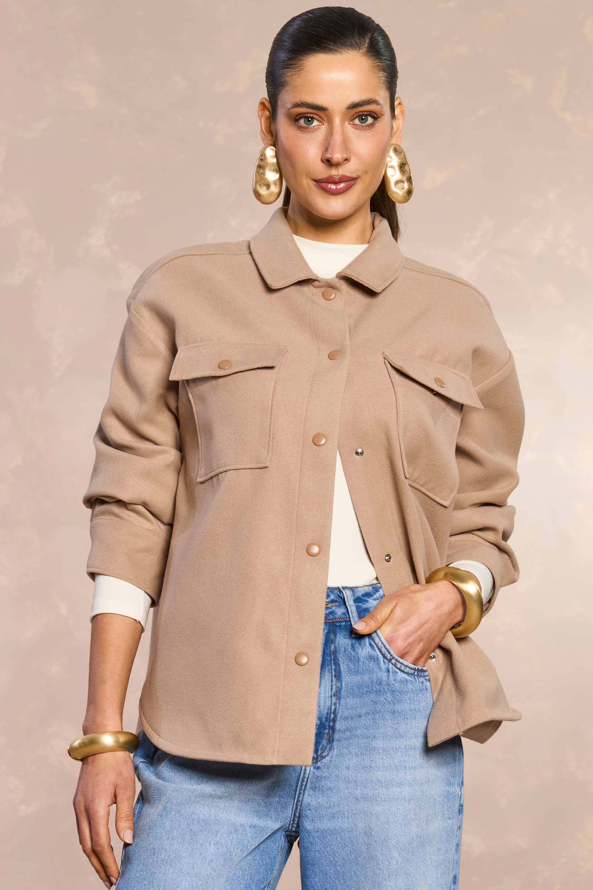 Casaco Oversized Ethnic Blur em Lã Batida Clasic