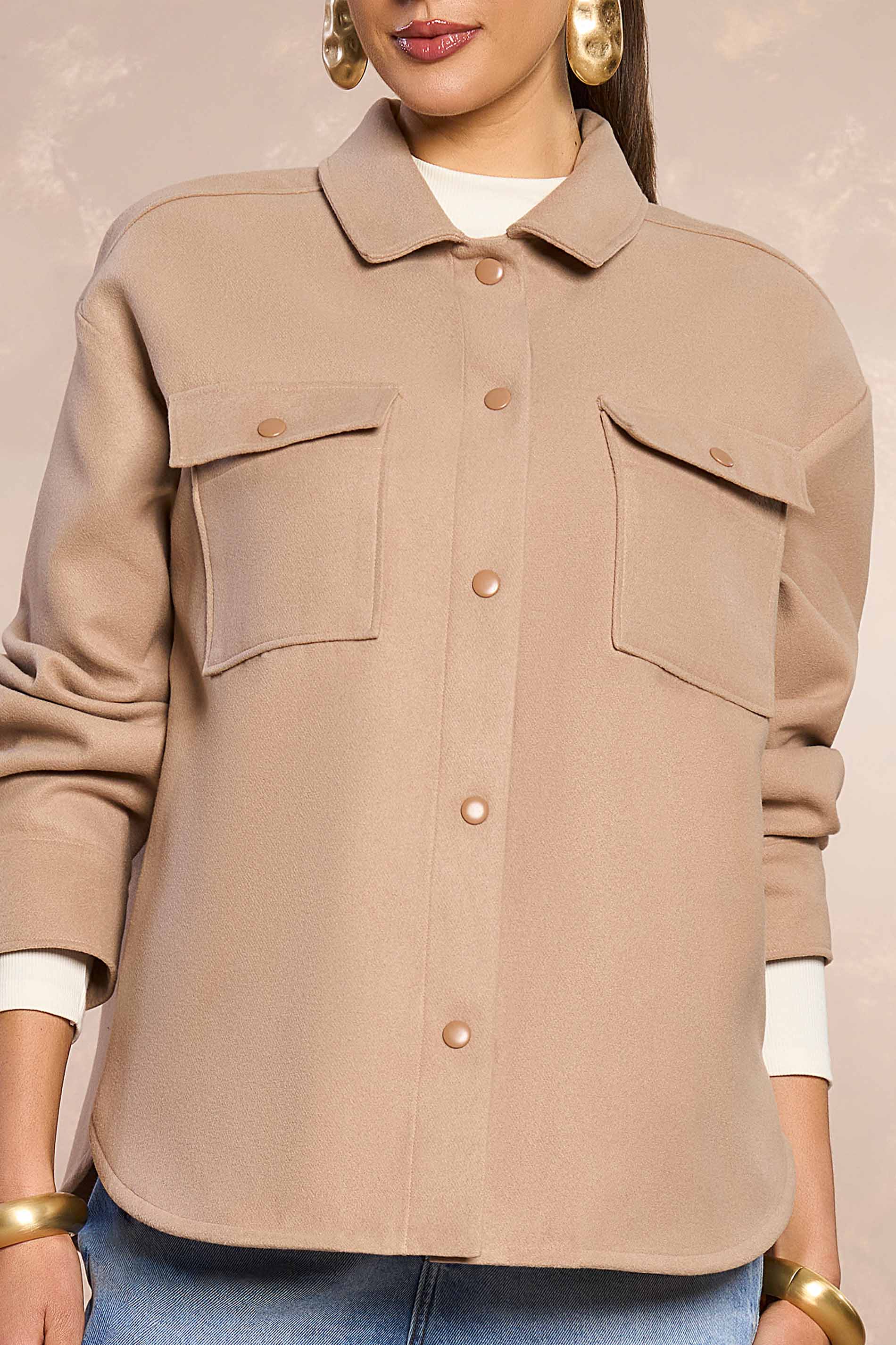 Casaco Oversized Ethnic Blur em Lã Batida Clasic