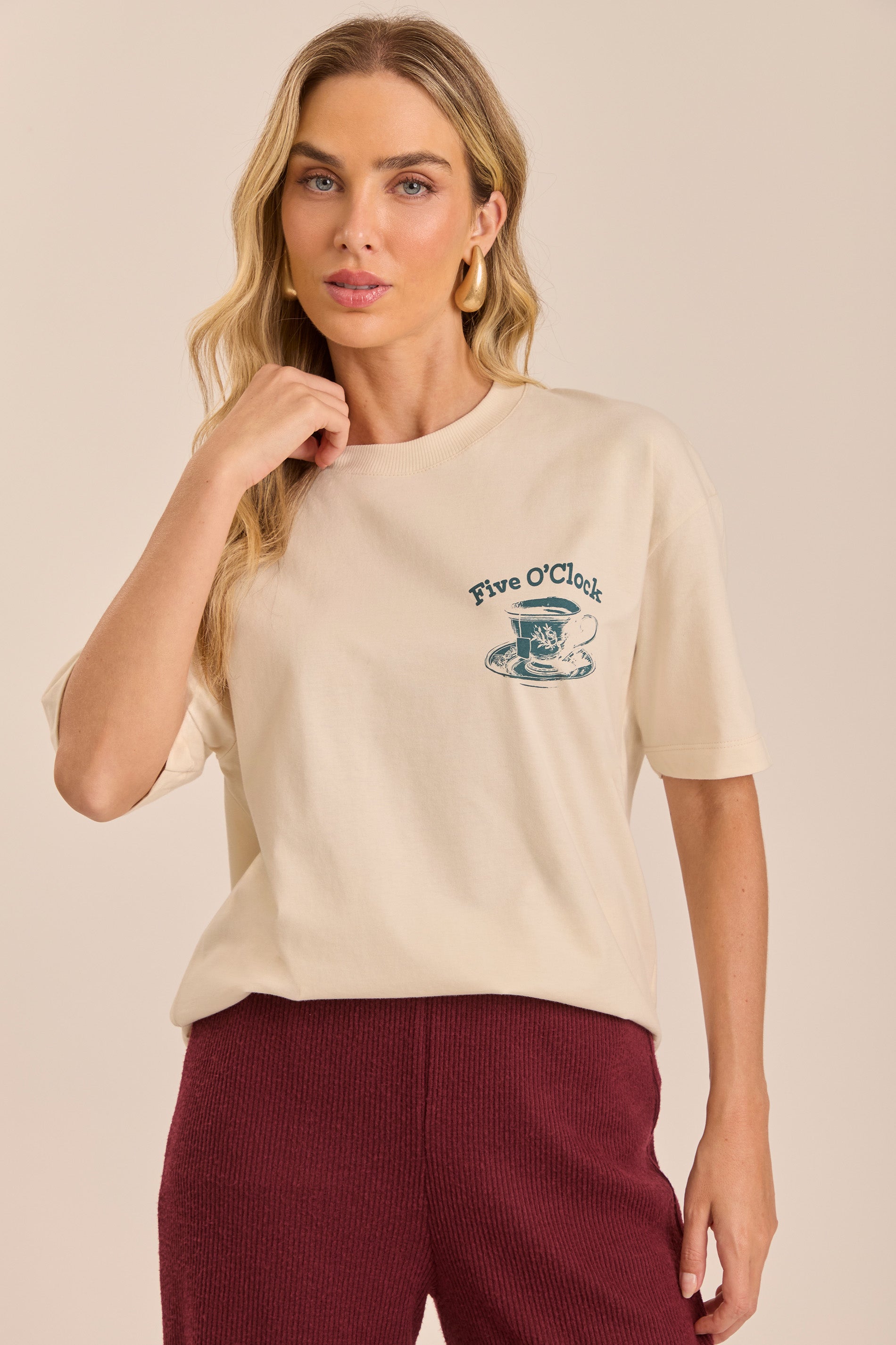 T-shirt Oversized Tropical Garden em Malha