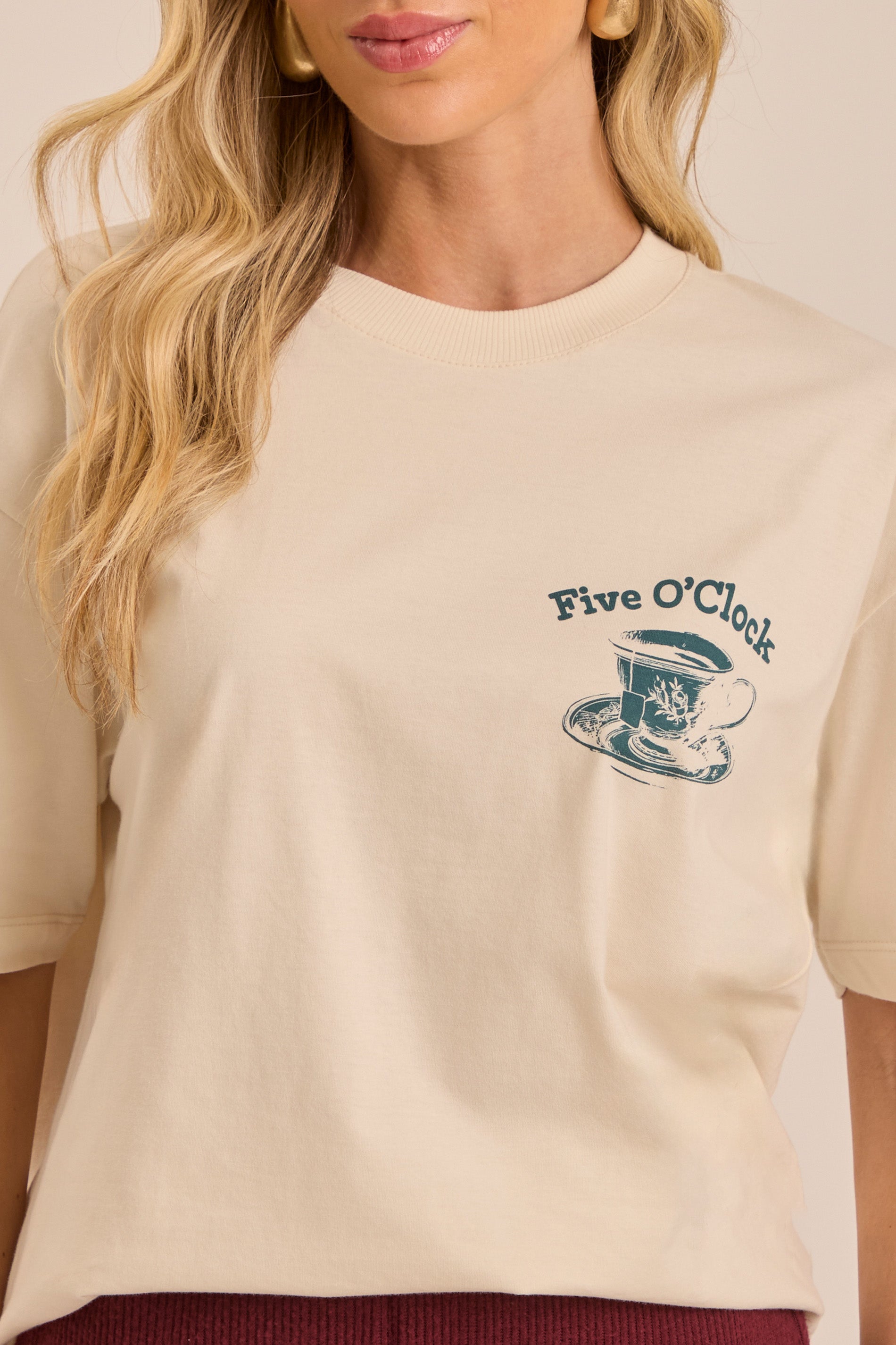 T-shirt Oversized Tropical Garden em Malha