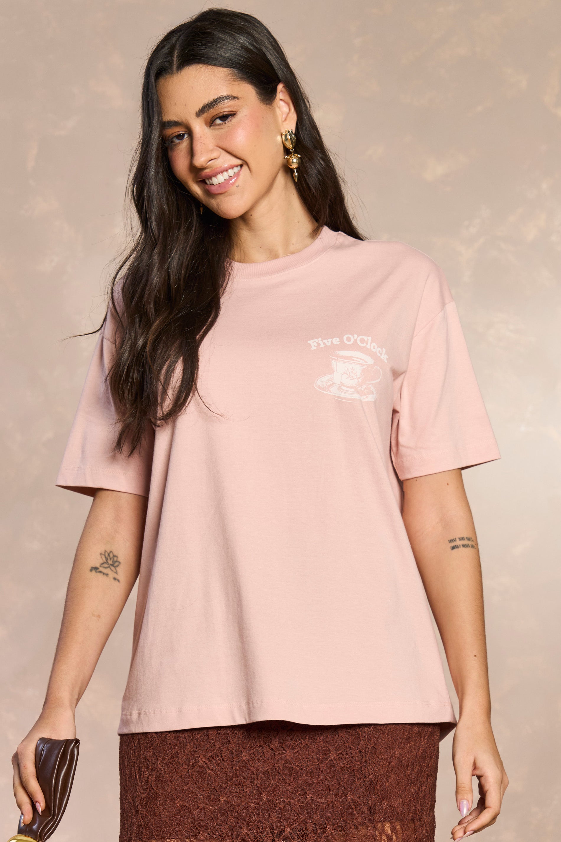 T-shirt Oversized Tropical Garden em Malha
