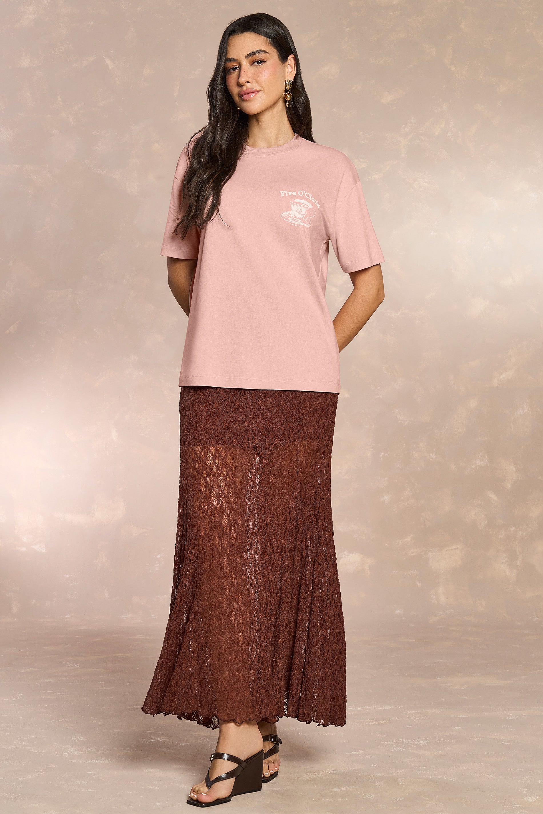 T-shirt Oversized Tropical Garden em Malha