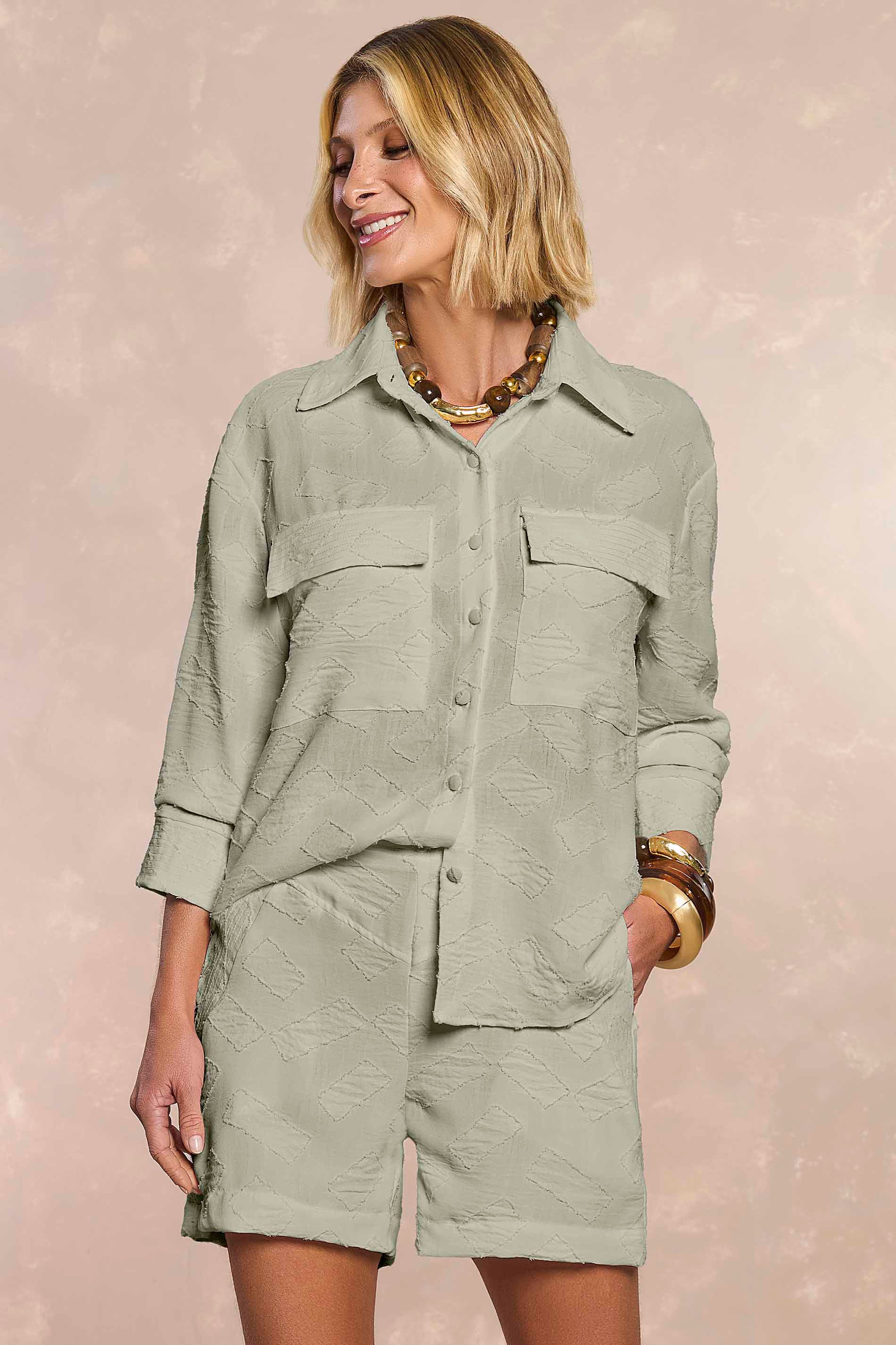 Camisa Soft Garden em Geometric Flow