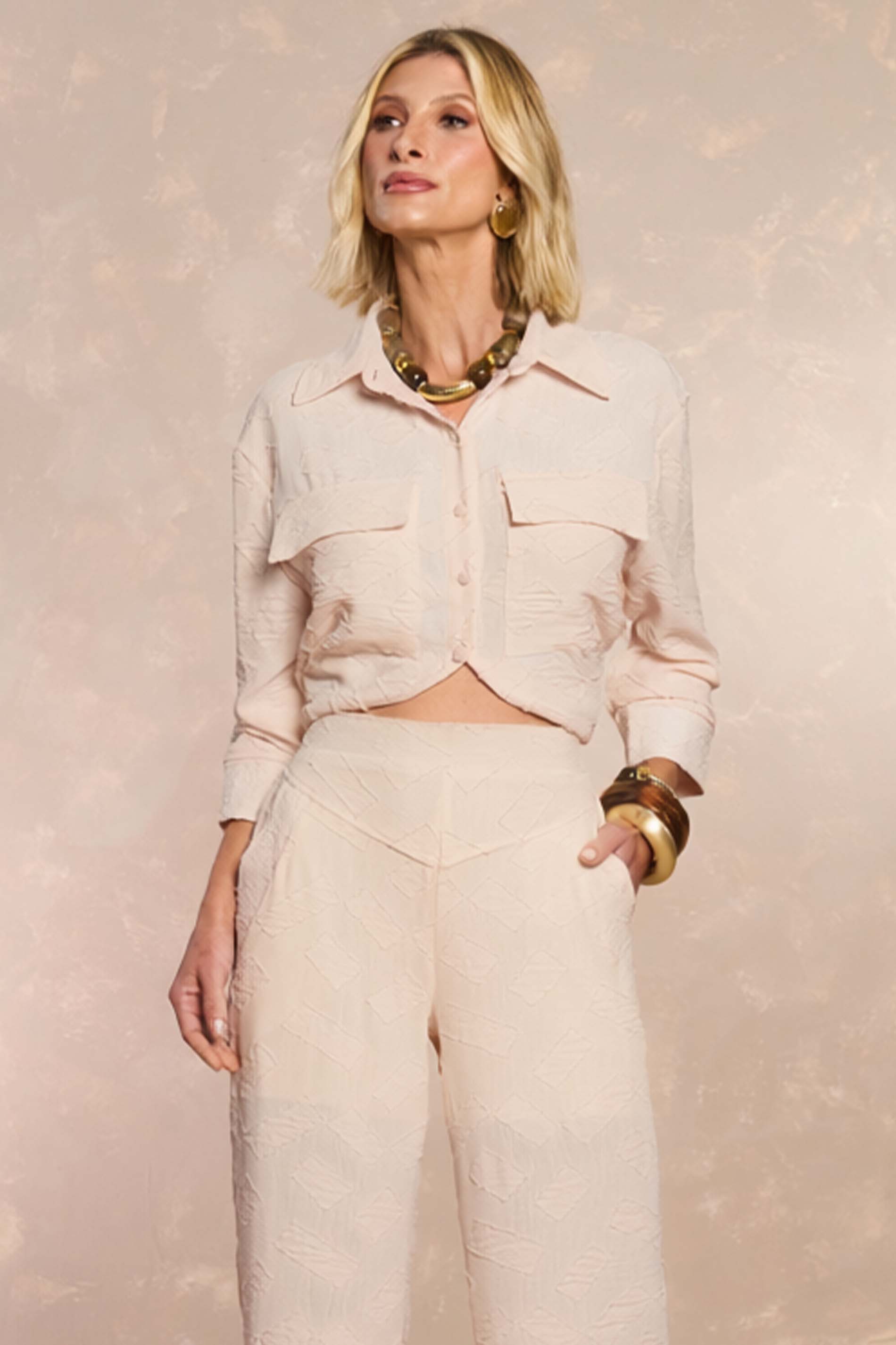 Calça Reta Soft Garden Geometric Flow