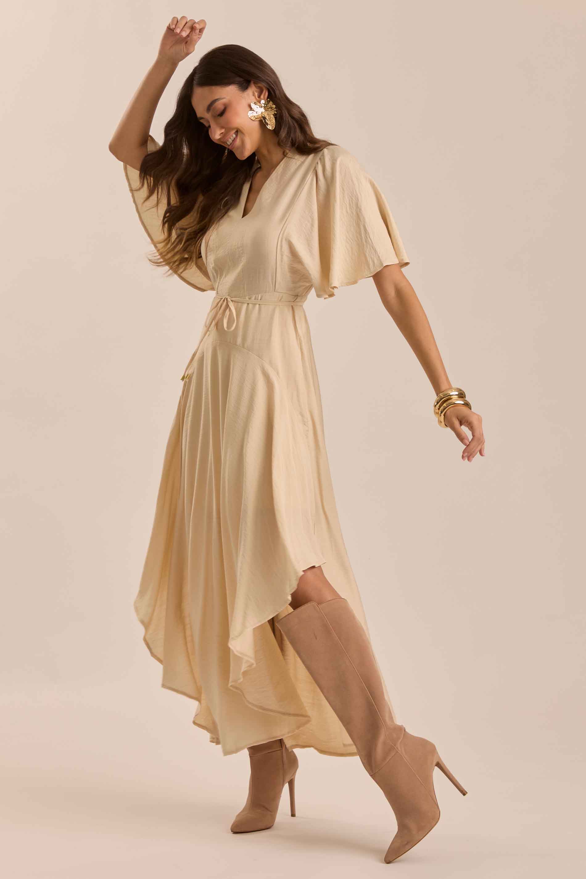 Vestido Longo Aquarela Rose em Viscose