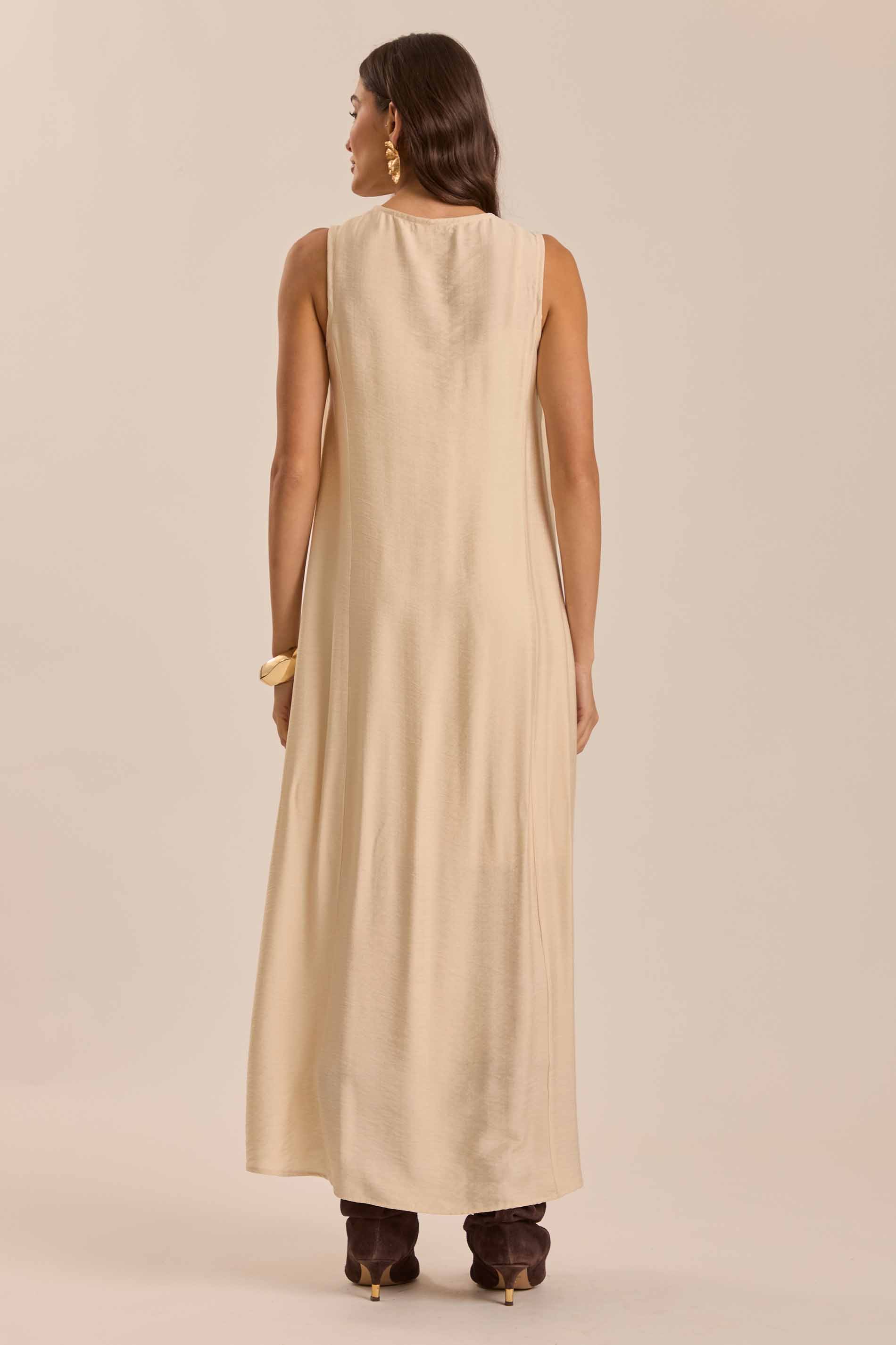 Vestido Longo Aquarela Rose em Viscose