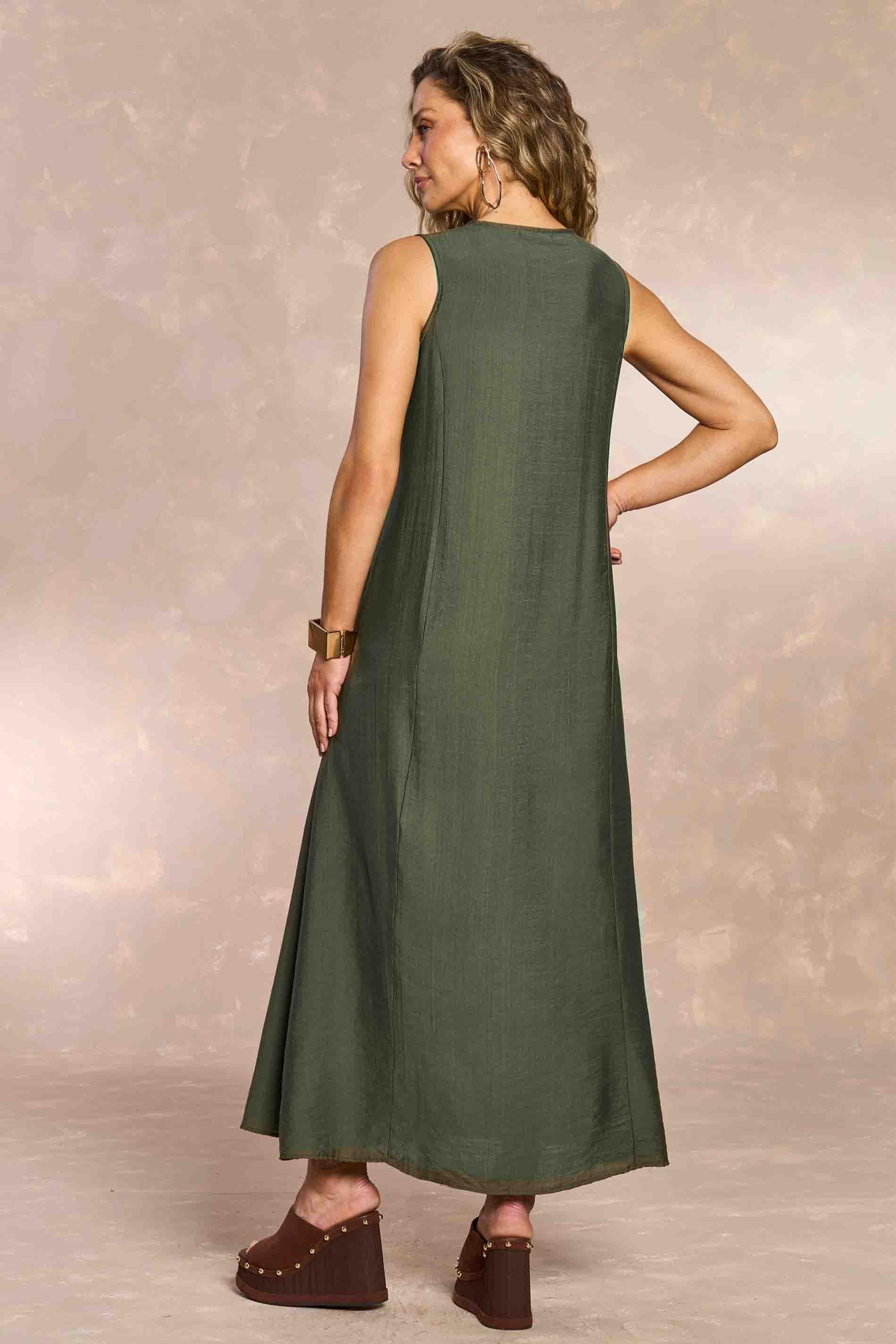 Vestido Longo Aquarela Rose em Viscose