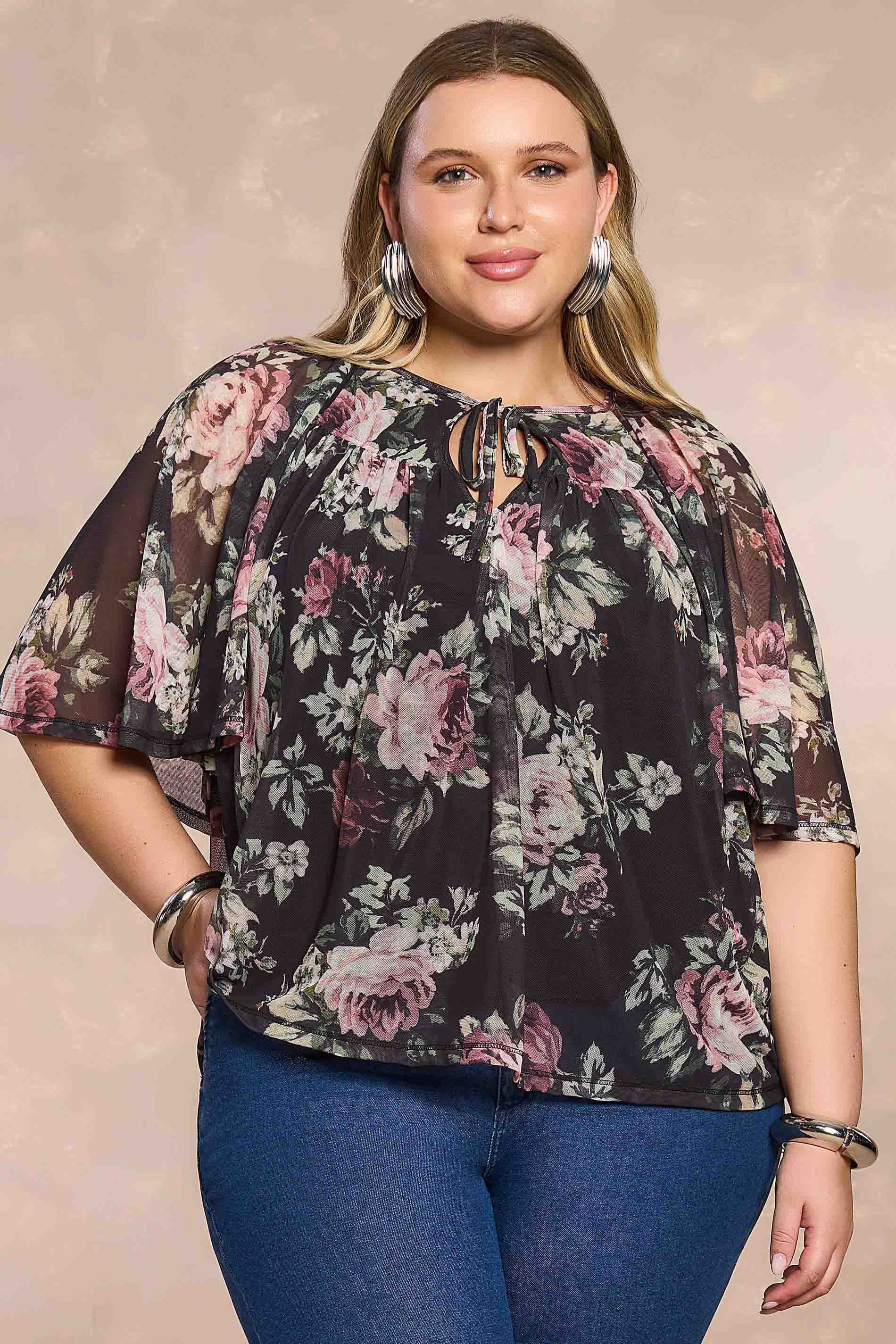 Blusa Aquarela Rose em Tule