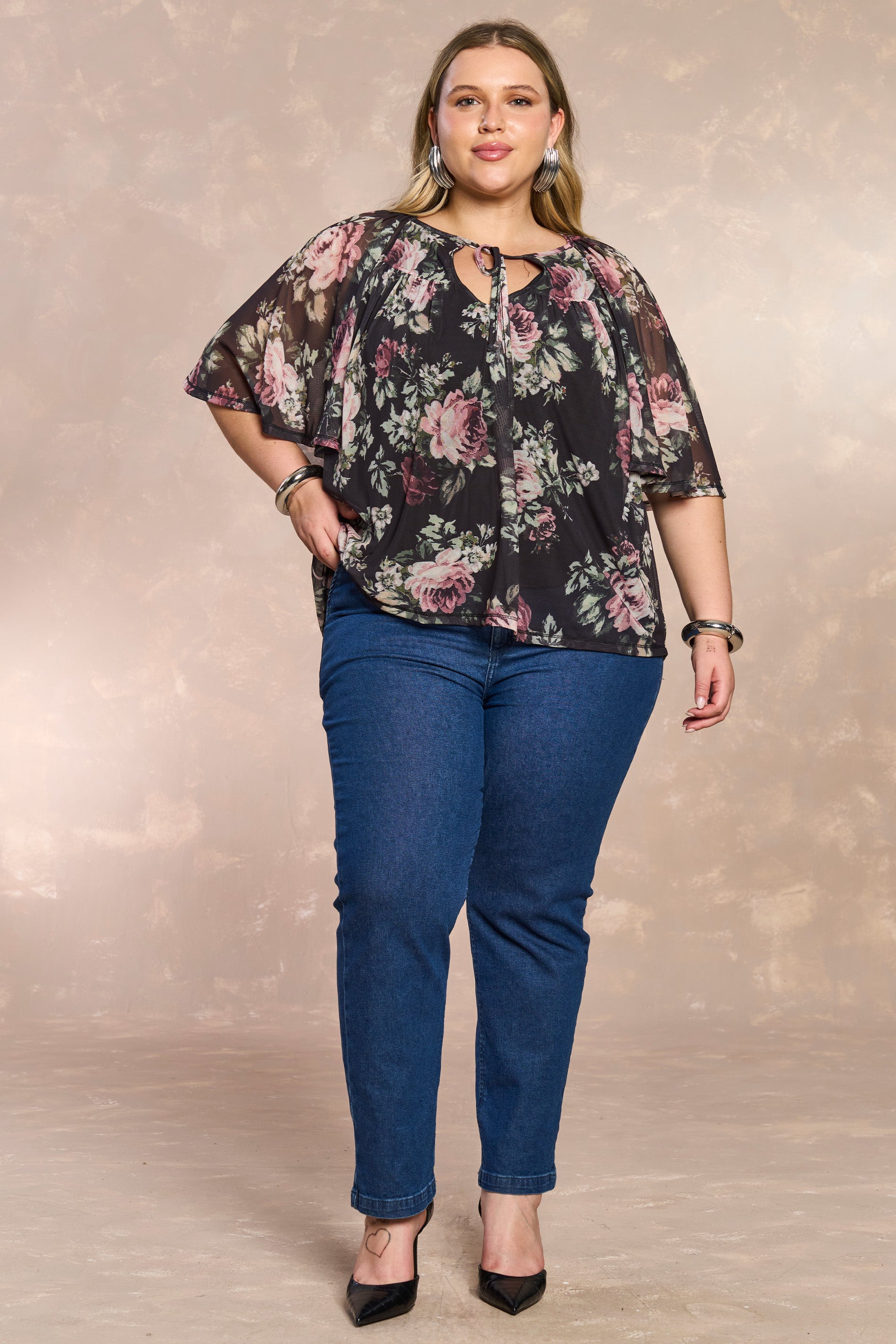 Blusa Aquarela Rose em Tule