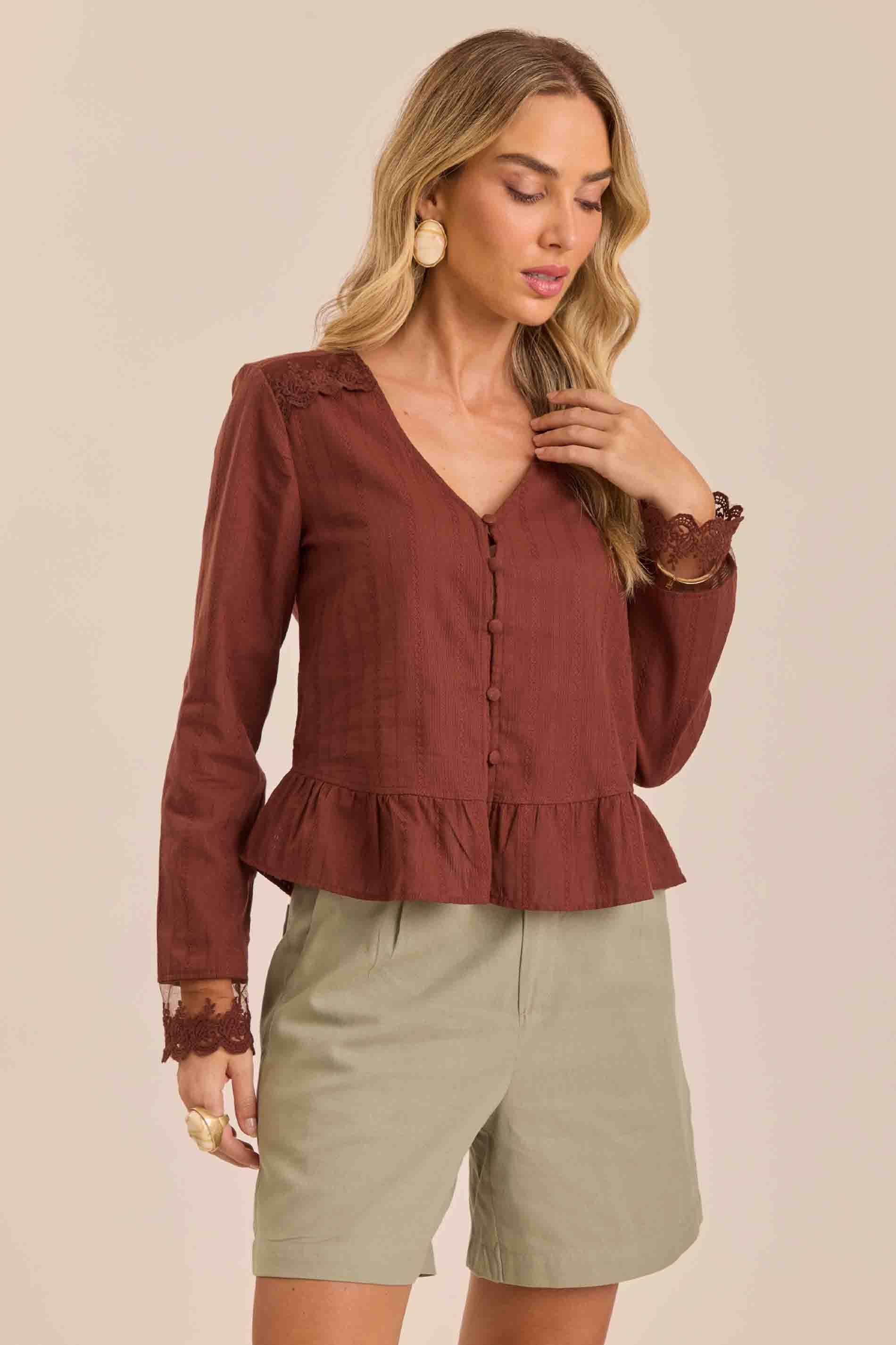 Blusa de Manga Longa Jardim Boho