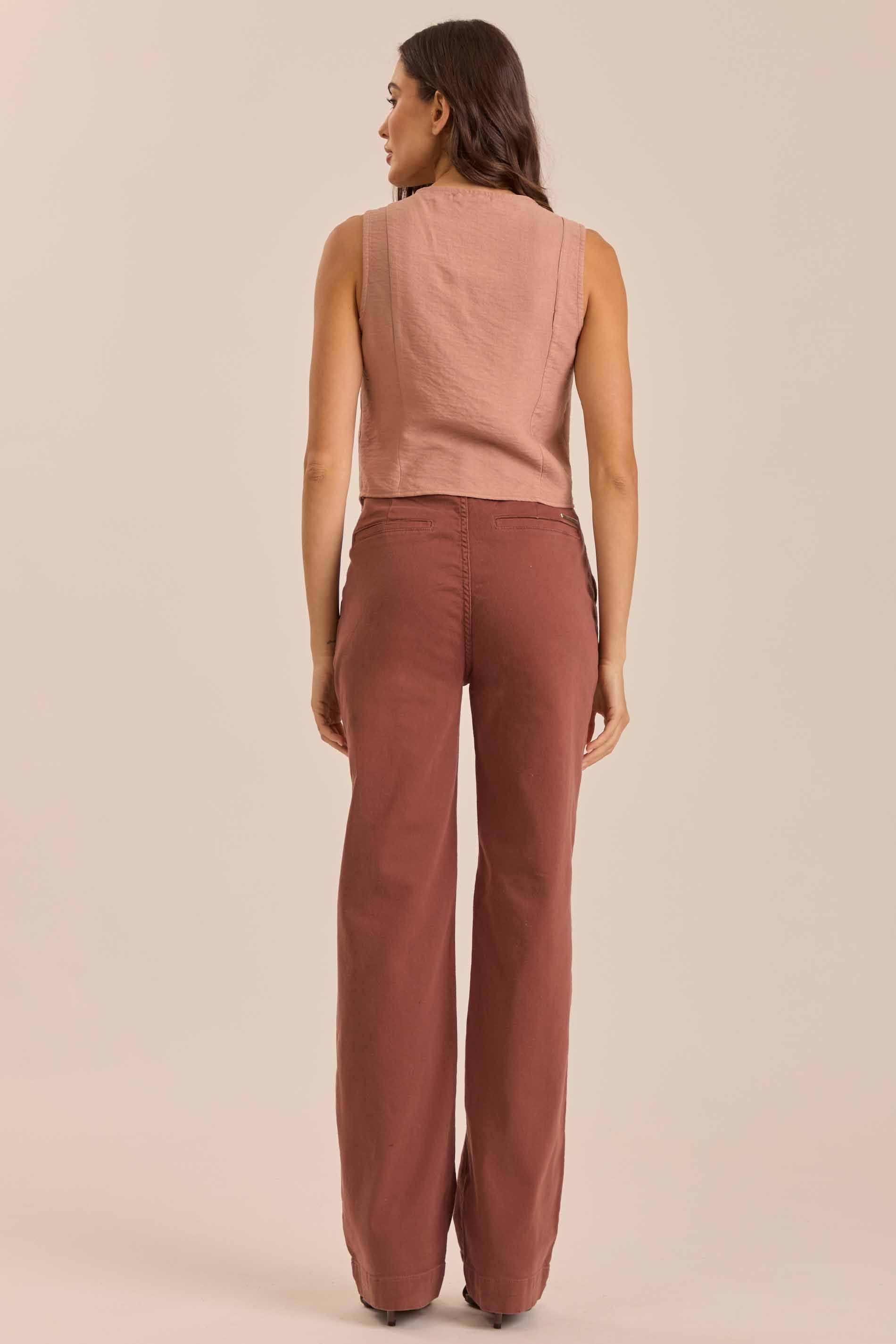 Calça Reta Ethnic Blur em Sarja
