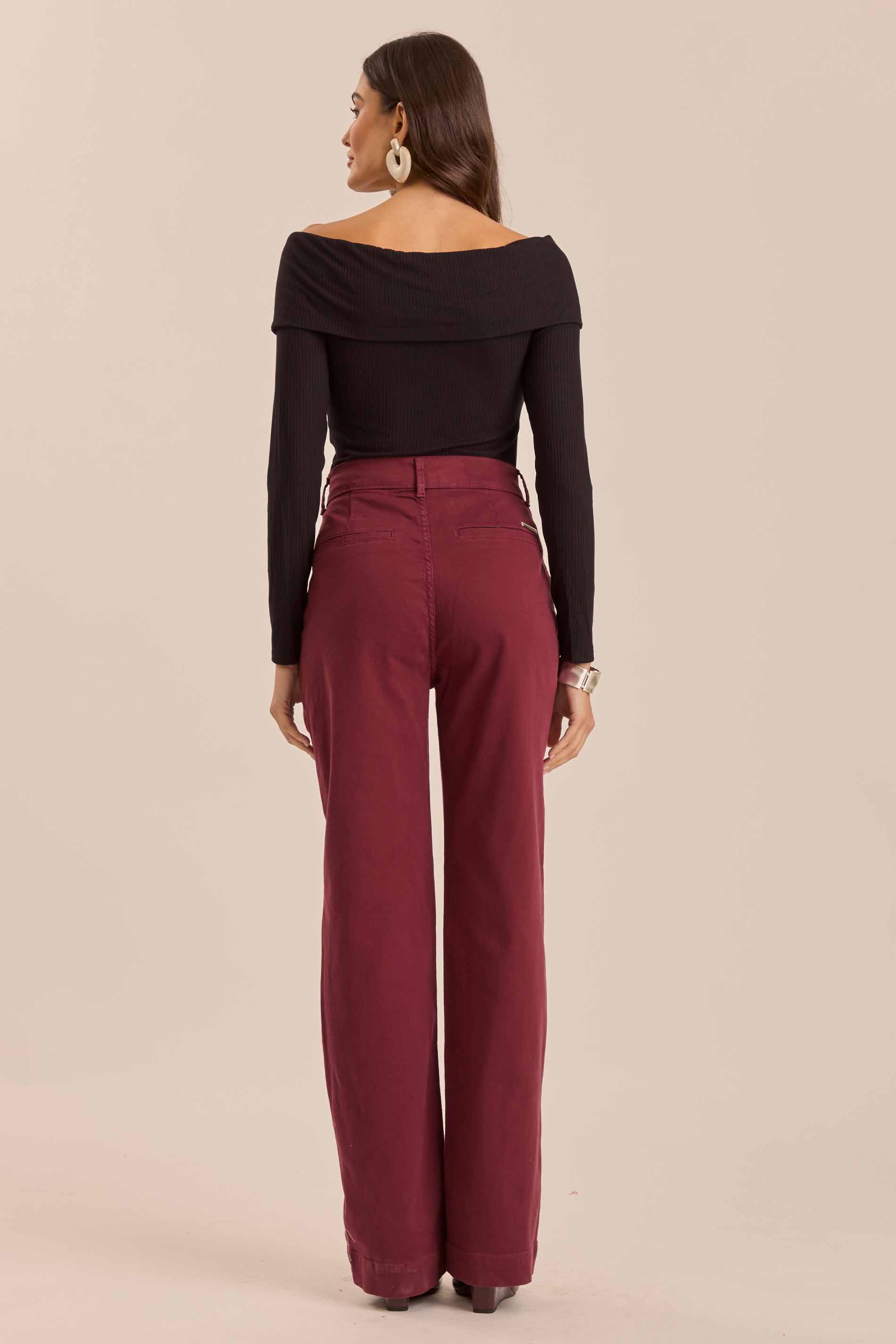 Calça Reta Ethnic Blur em Sarja