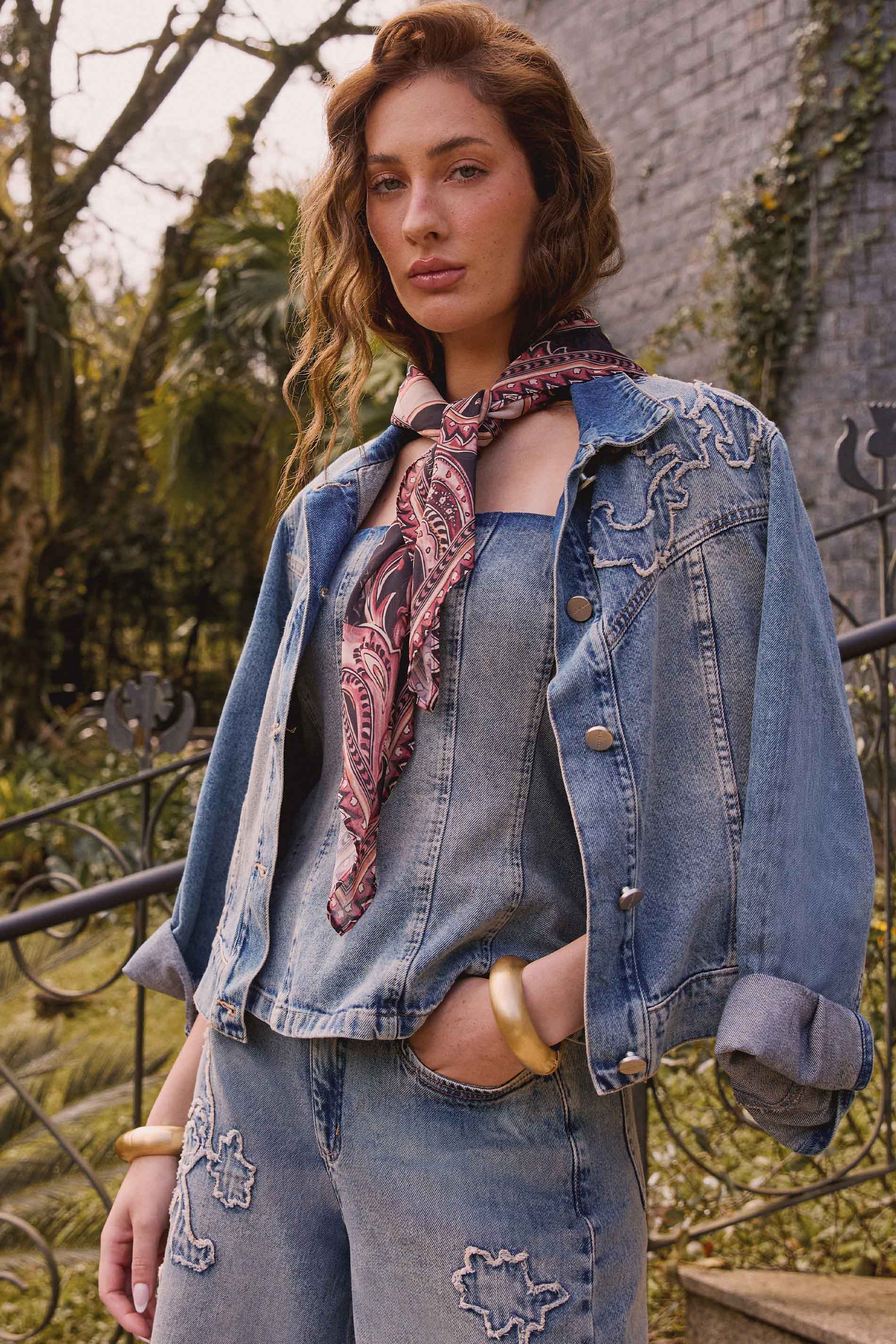 Lenço Jardim Boho Estampado