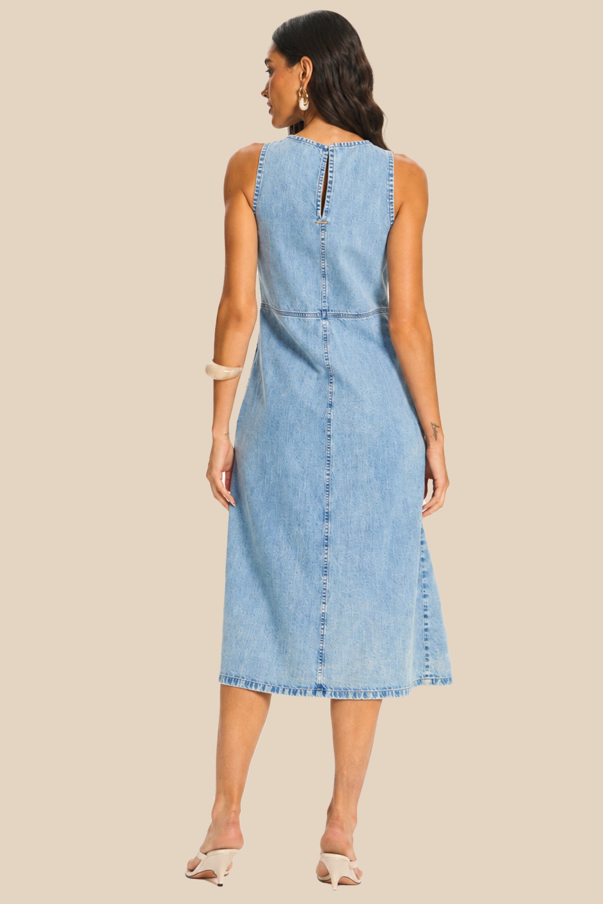 Vestido Midi Jeans Sem Manga Miragem - Doce Trama