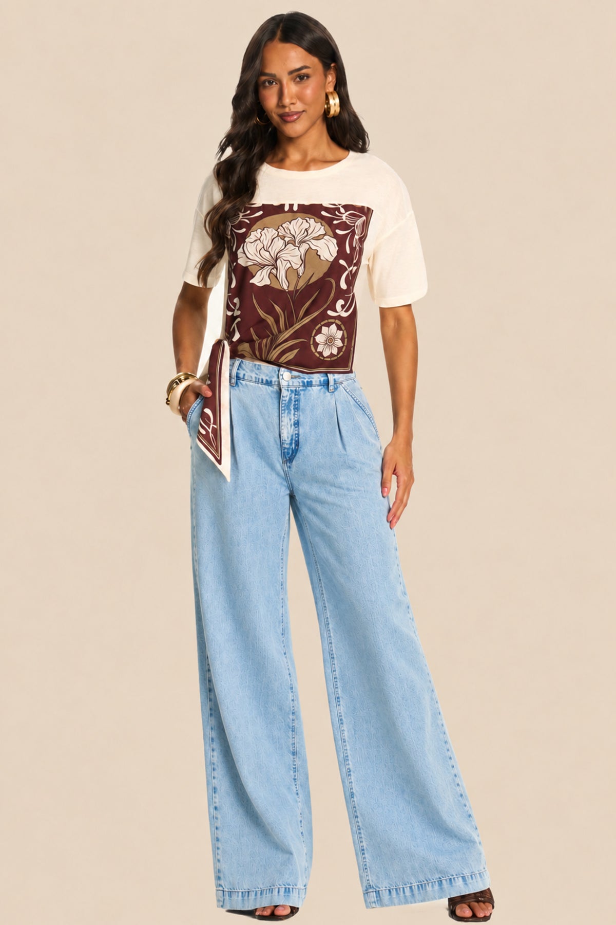 Calça Wide Leg Jeans Cintura Média Miragem - Doce Trama