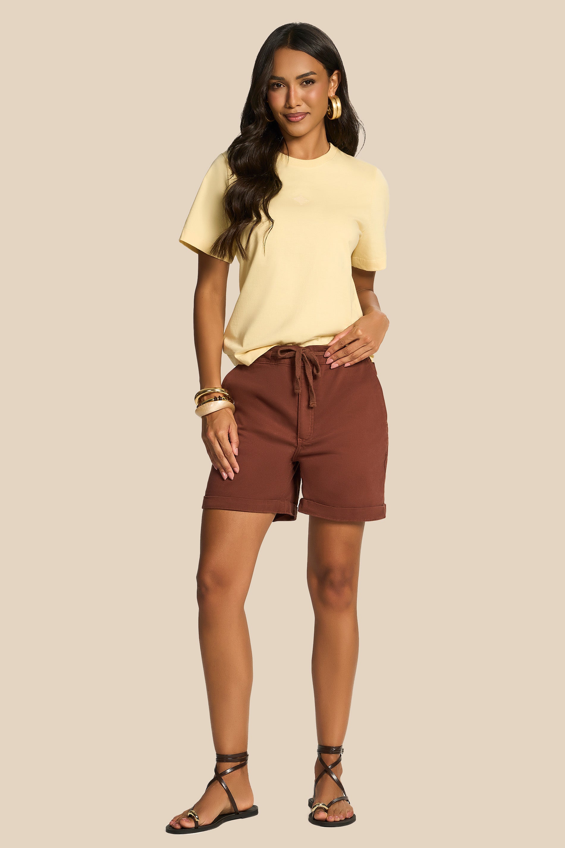 Bermuda Boyfriend Sarja Cotton Cordão Miragem - Doce Trama