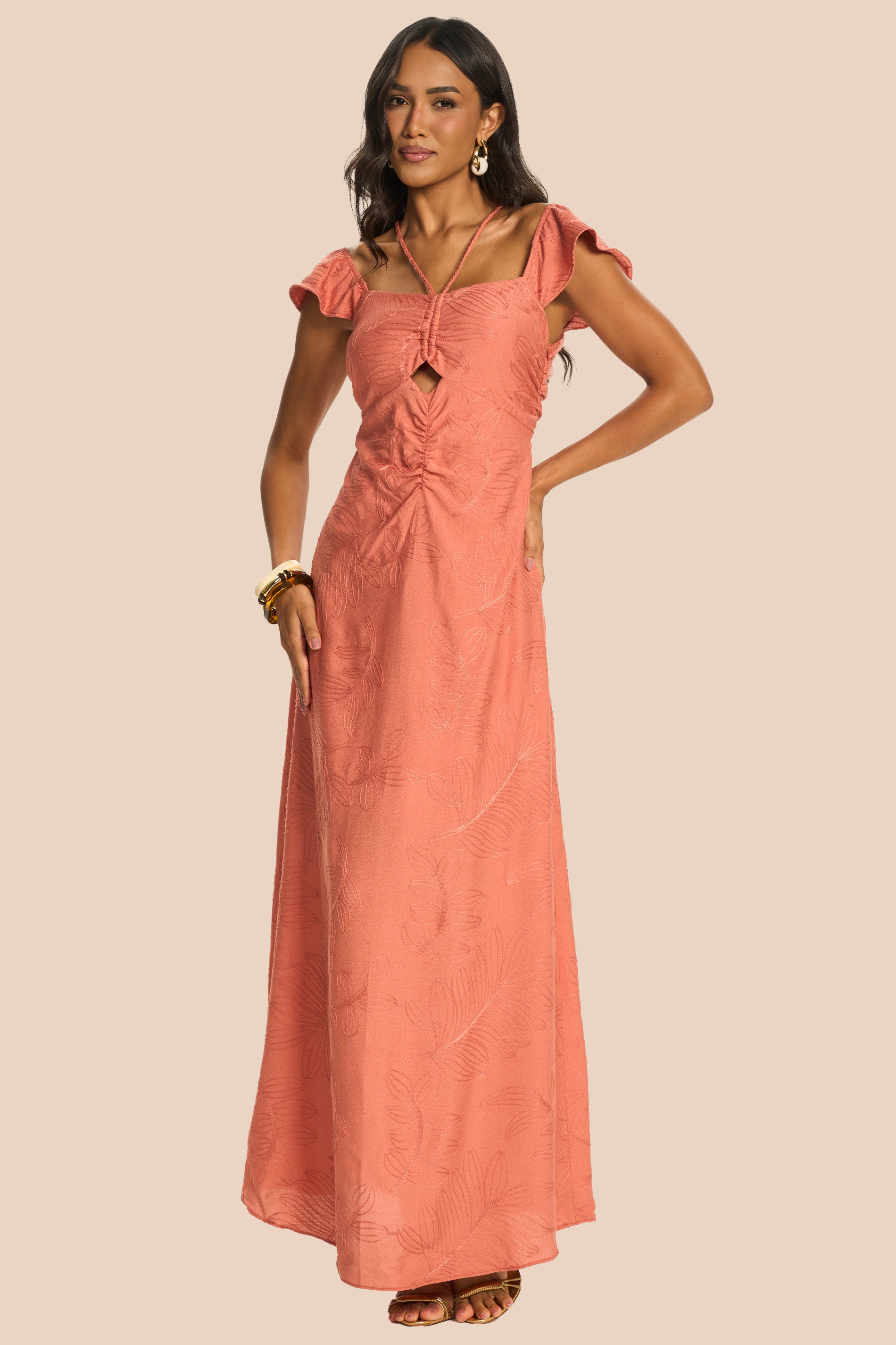 Vestido Longo Evasê Bordado Miragem - Doce Trama