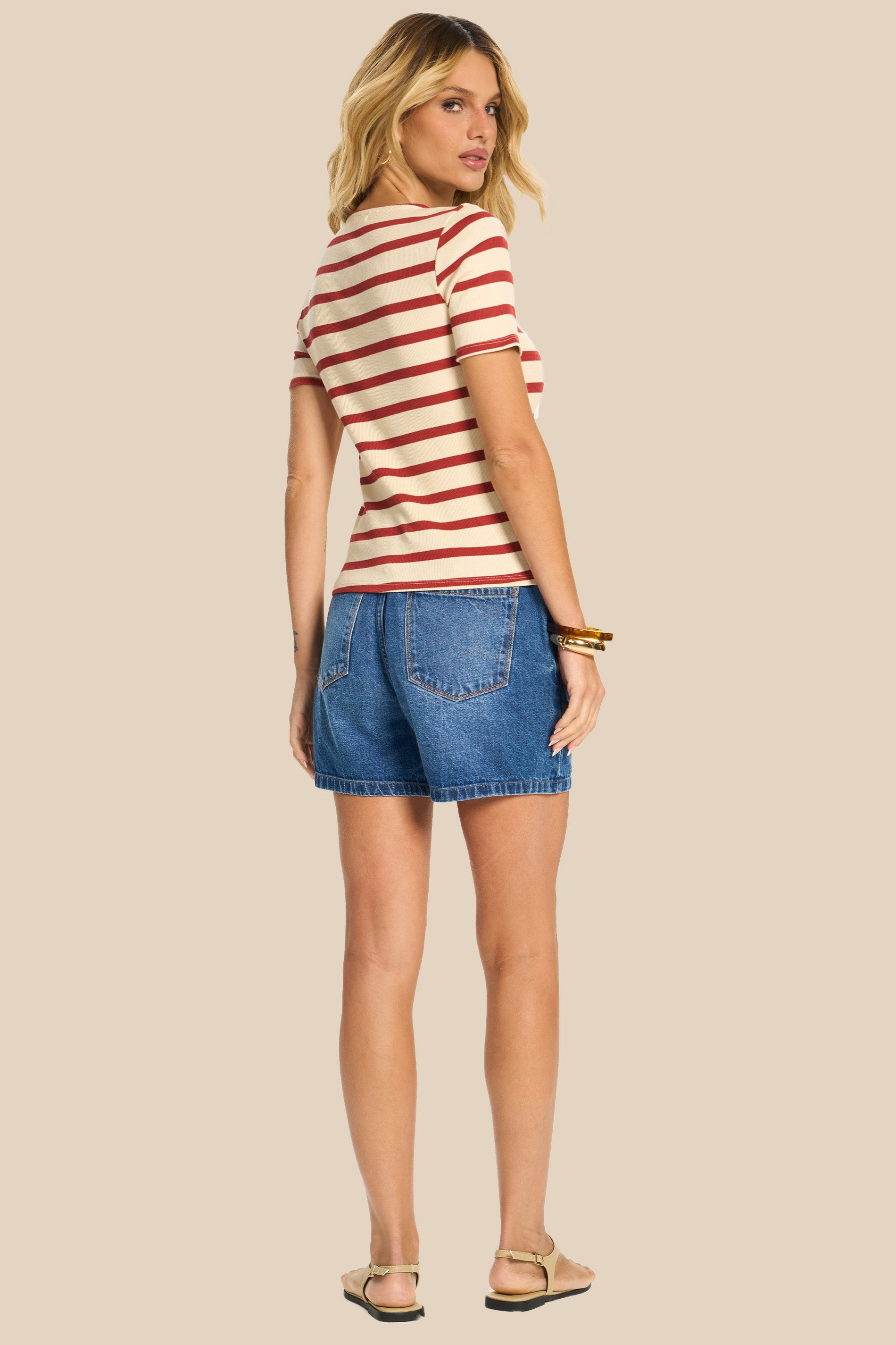Shorts Jeans Mom Cintura Alta Miragem - Doce Trama