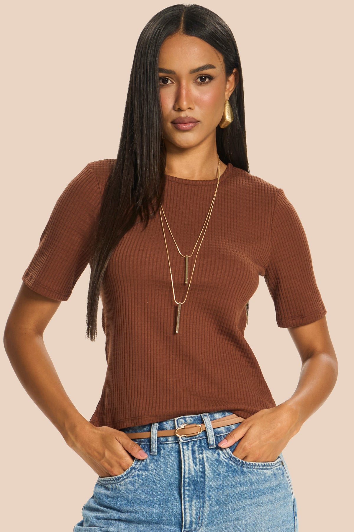 Blusa Feminina Manga Curta Canelada Miragem - Doce Trama