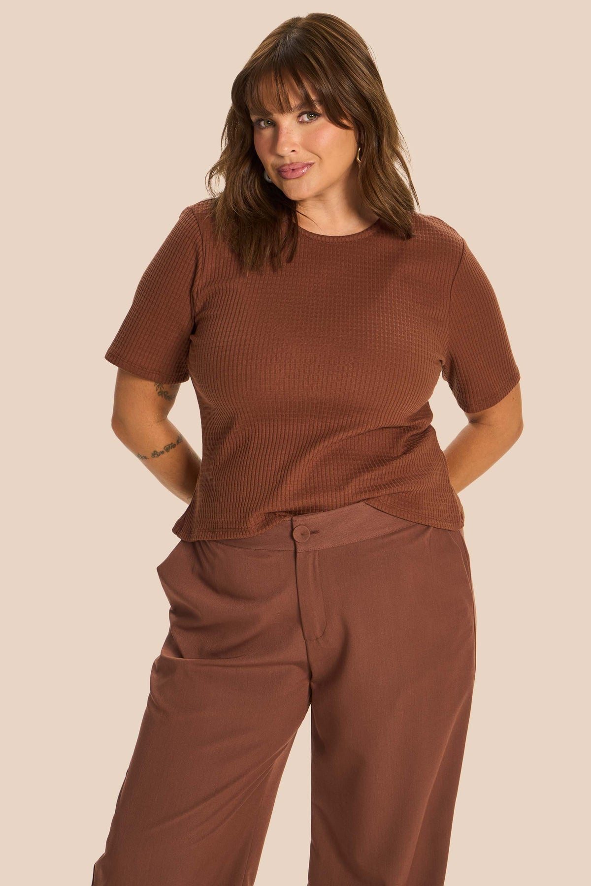 Blusa Feminina Manga Curta Canelada Miragem - Doce Trama