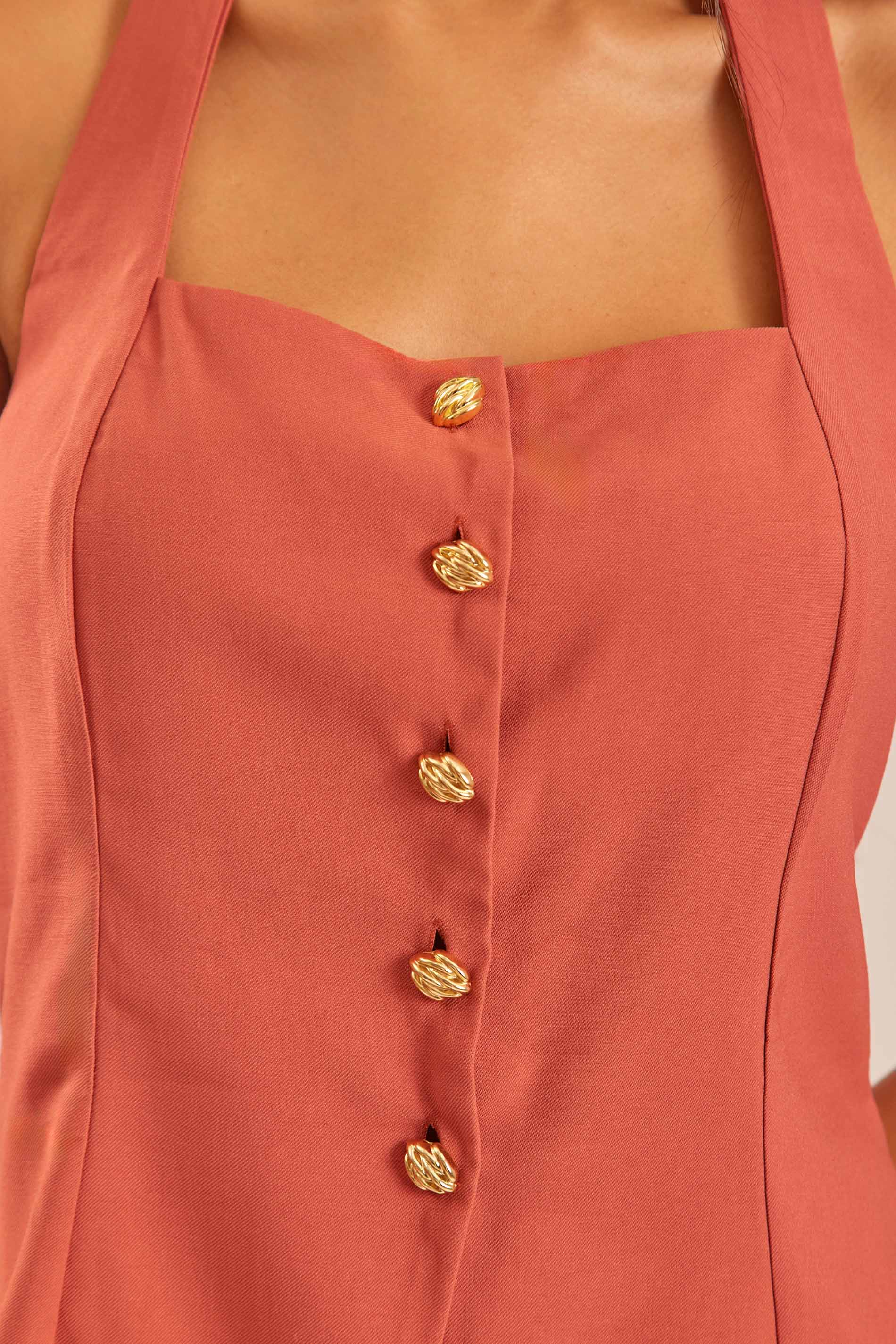 Blusa Frente Única em Sarja com Botões Duna - Doce Trama