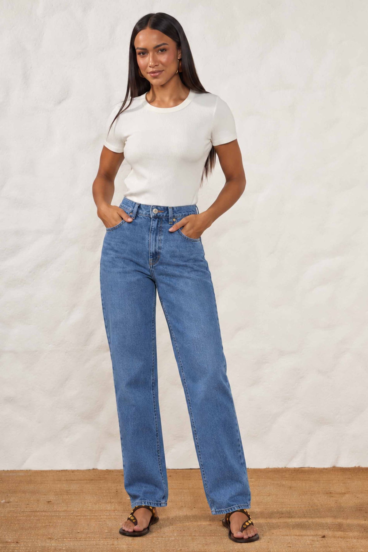 Calça Jeans Reta Cintura Alta Resort - Doce Trama