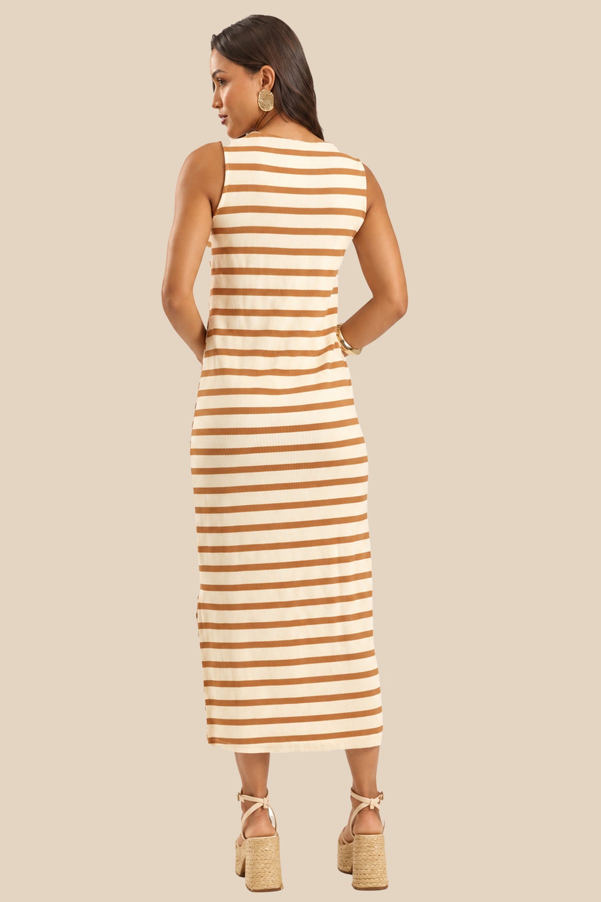 Vestido Midi Reto Ribana Canelada Miragem - Doce Trama