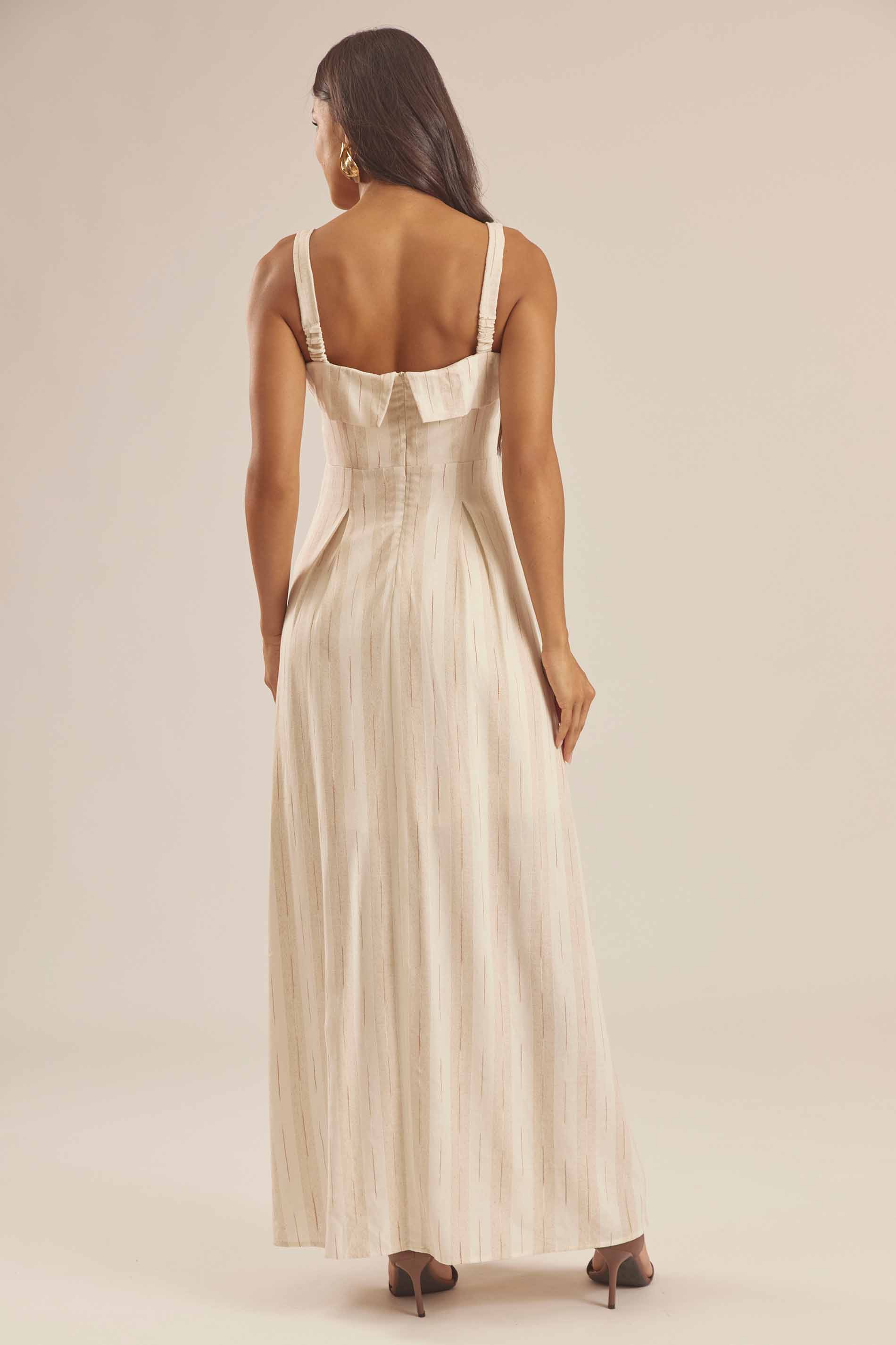 Vestido Longo Evasê em Linho com Cinto Duna - Doce Trama