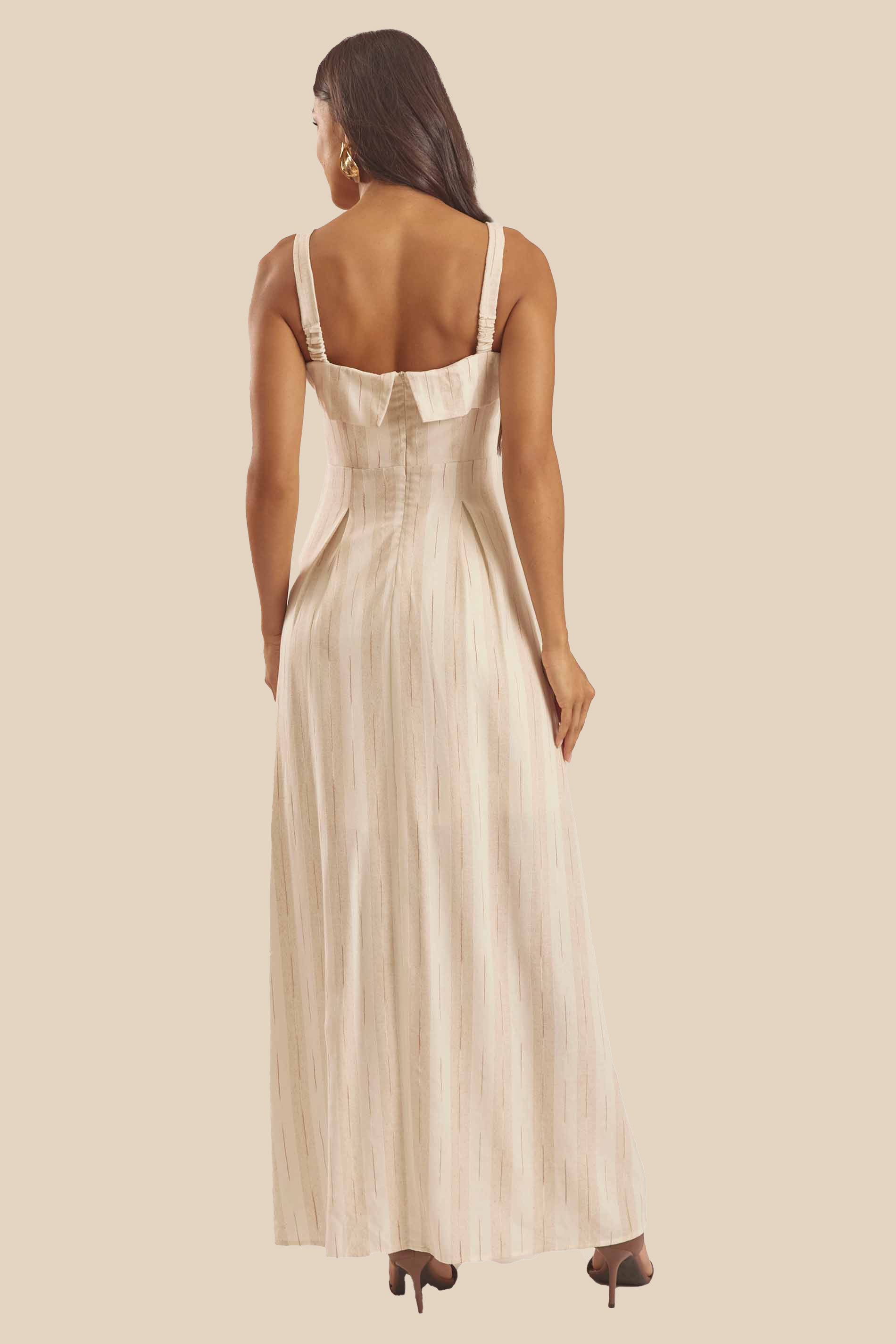 Vestido Longo Evasê em Linho com Cinto Miragem - Doce Trama