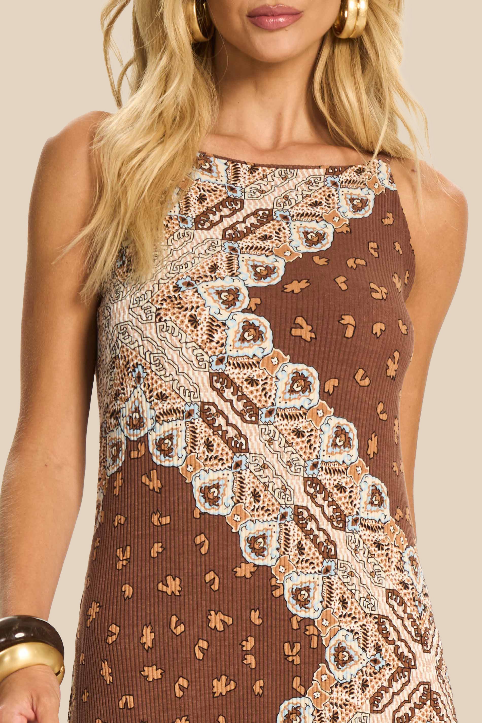 Vestido Longo Reto de Alça Estampado Miragem - Doce Trama