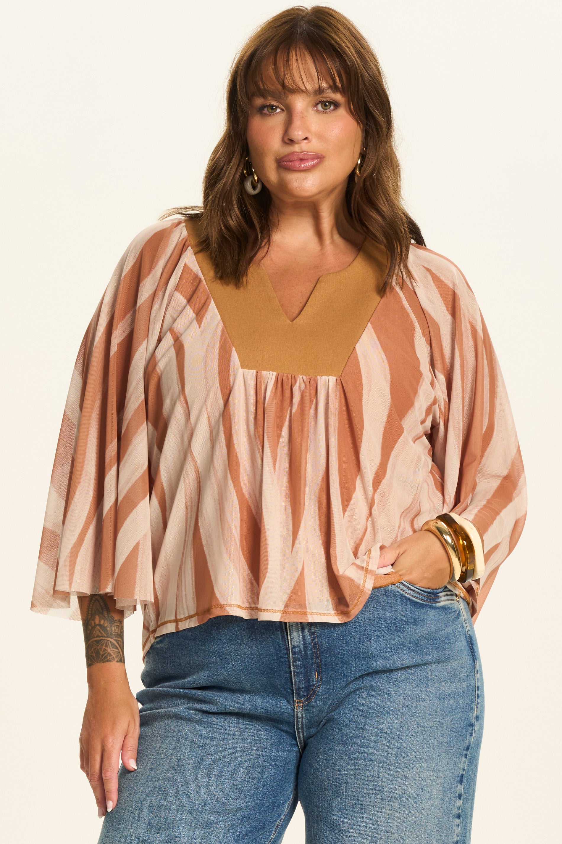 Blusa Raglan em Tule Estampa Exclusiva Duna - Doce Trama