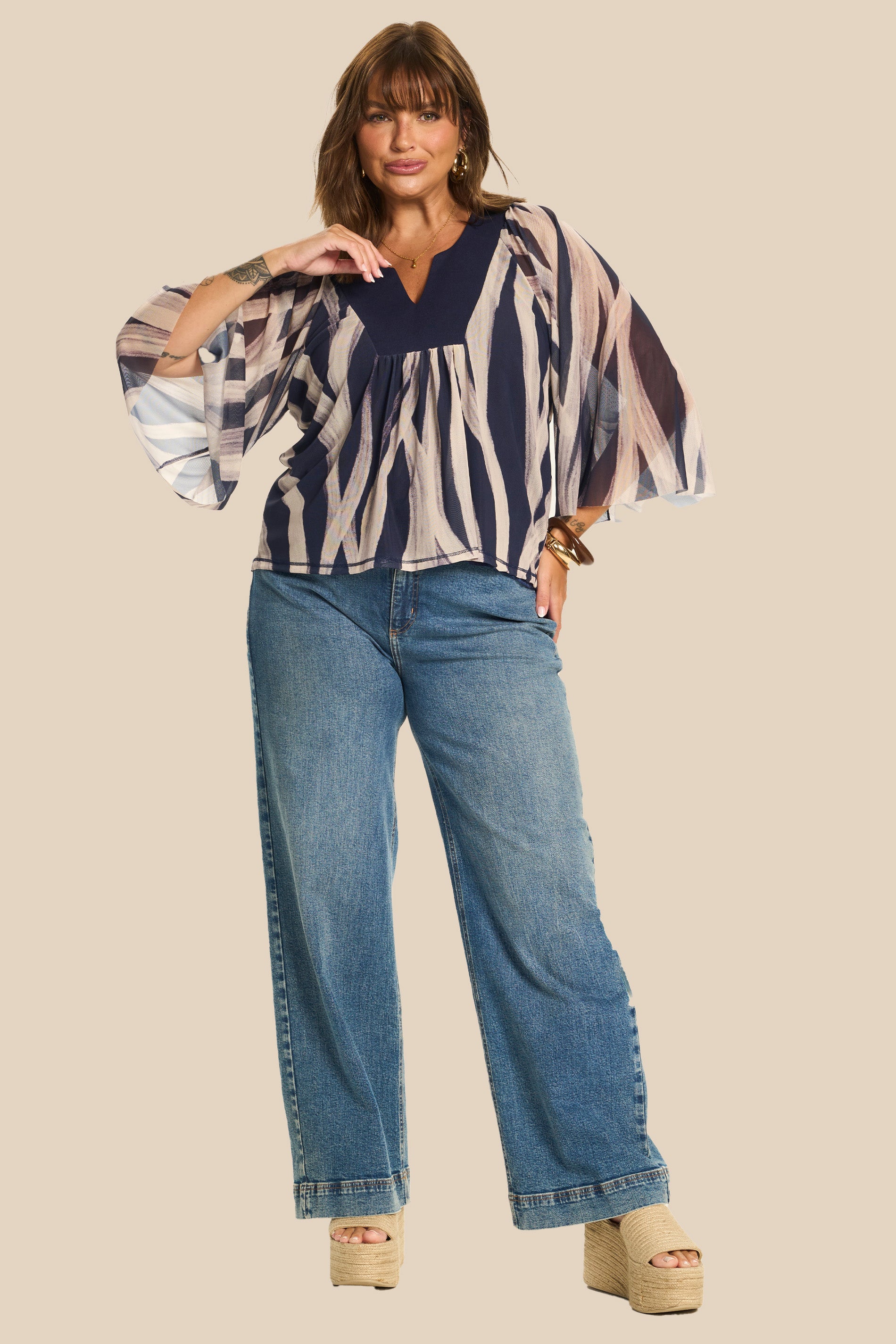 Blusa Raglan em Tule Estampa Exclusiva Miragem - Doce Trama